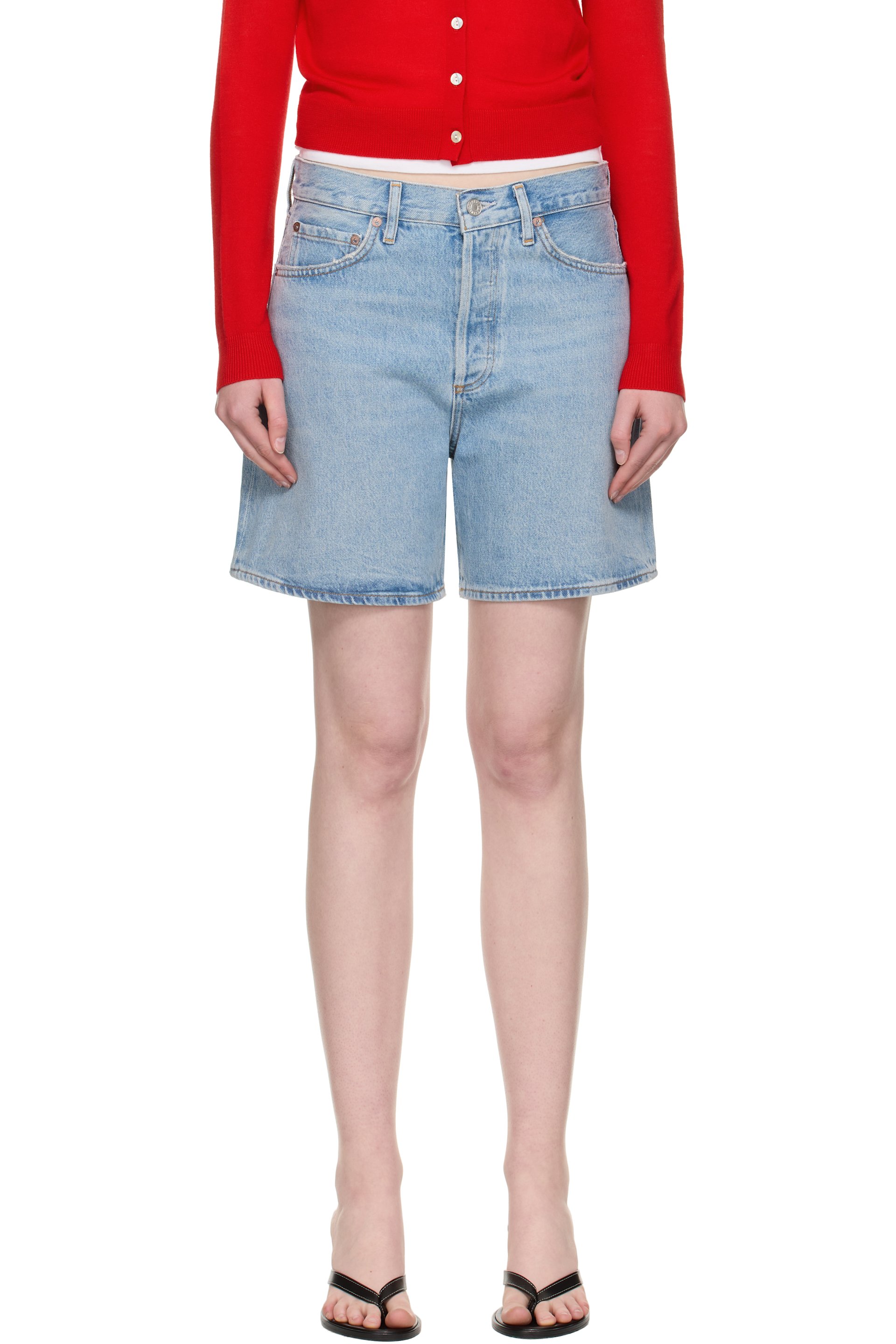 AGOLDE - Short Dame bleu en denim