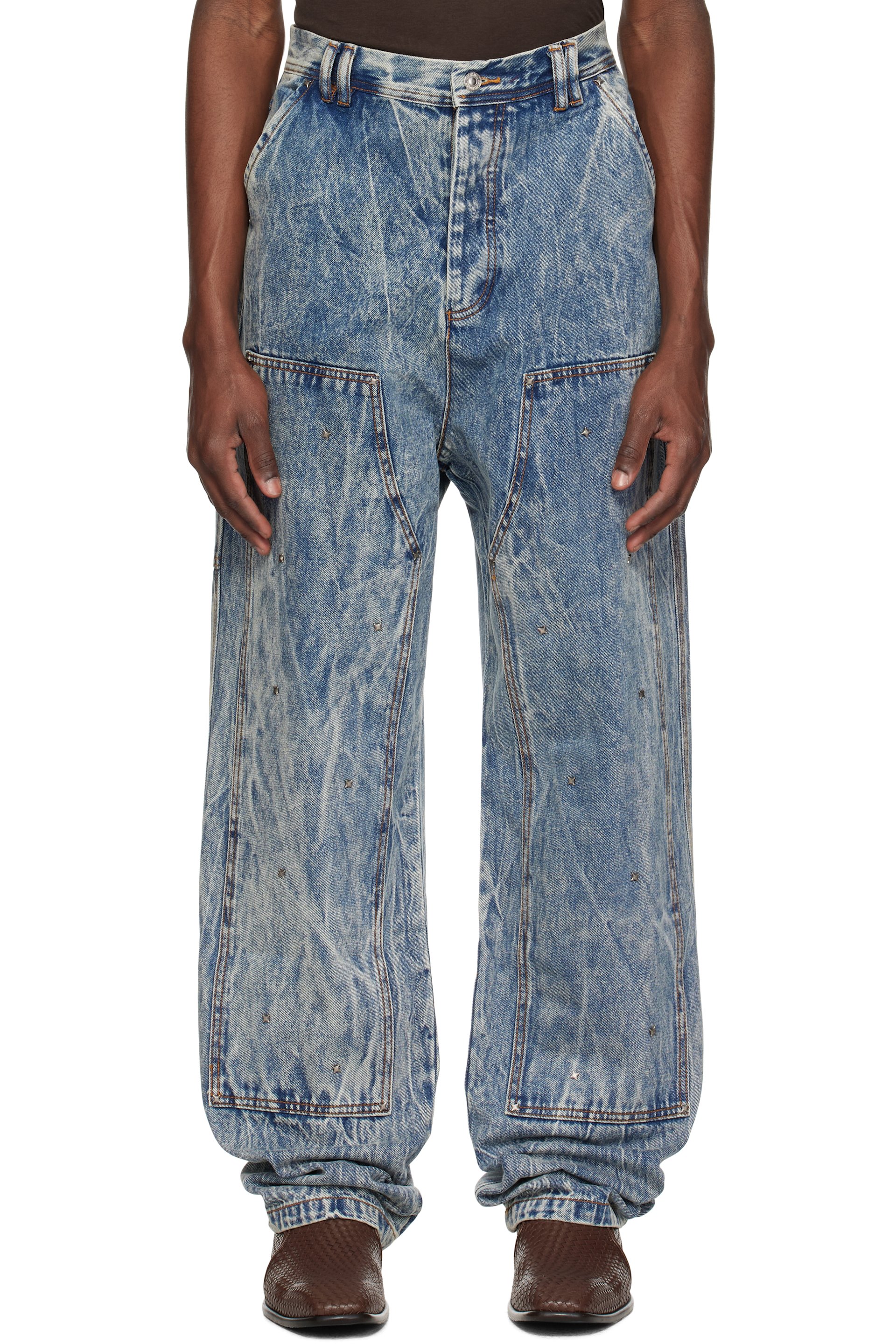 KUSIKOHC - Blue Workwear Multi Rivet Jeans