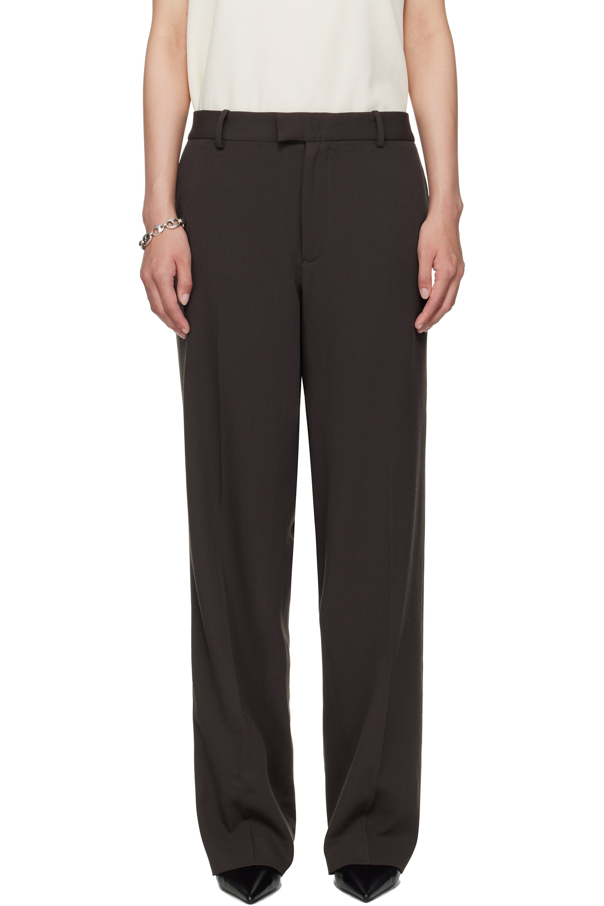 Meta Campania Collective - Pantalon droit Gilles brun en sergé