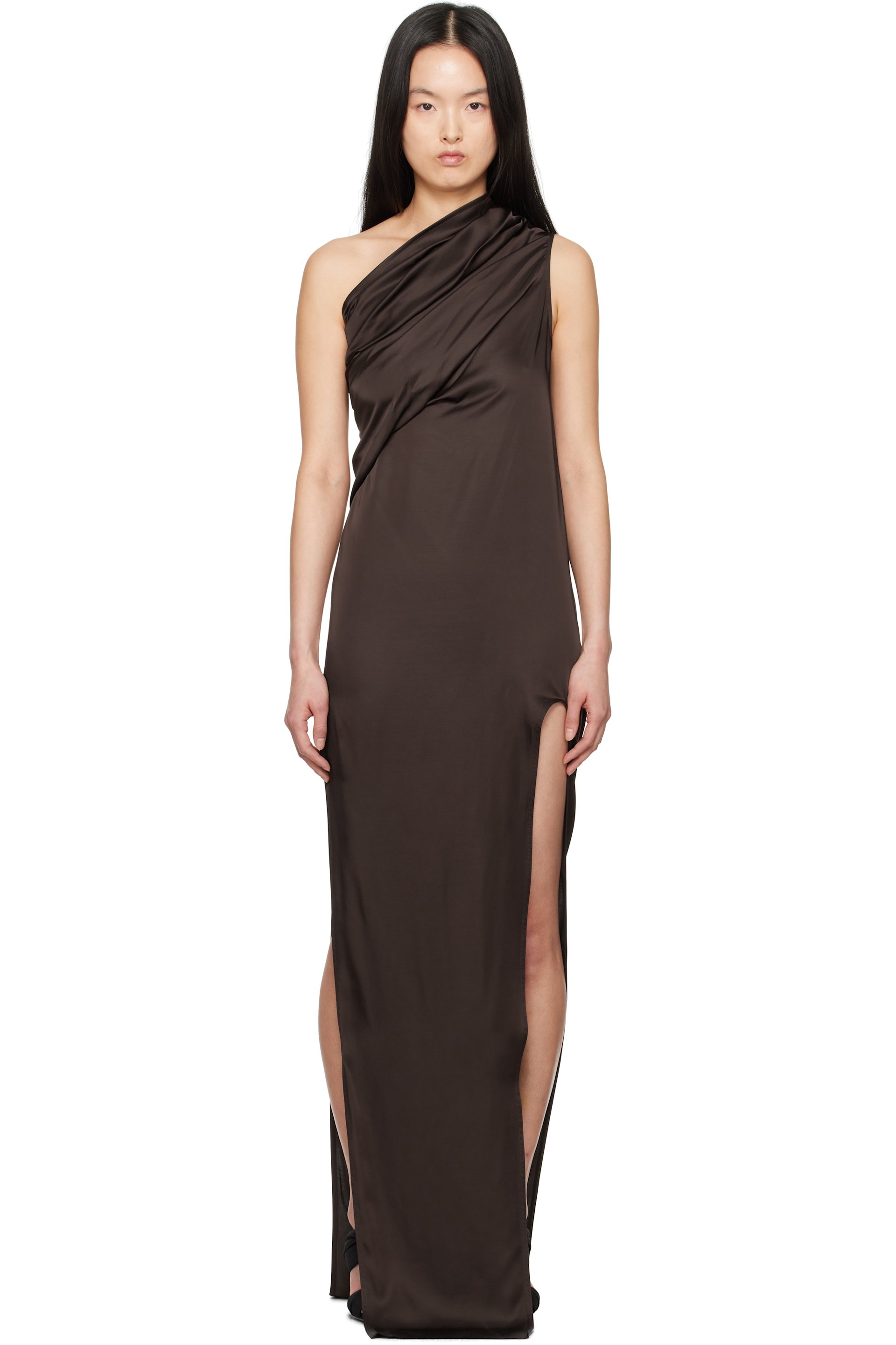Rick Owens - ブラウン Hollywood Athena Arrowhead マキシドレス
