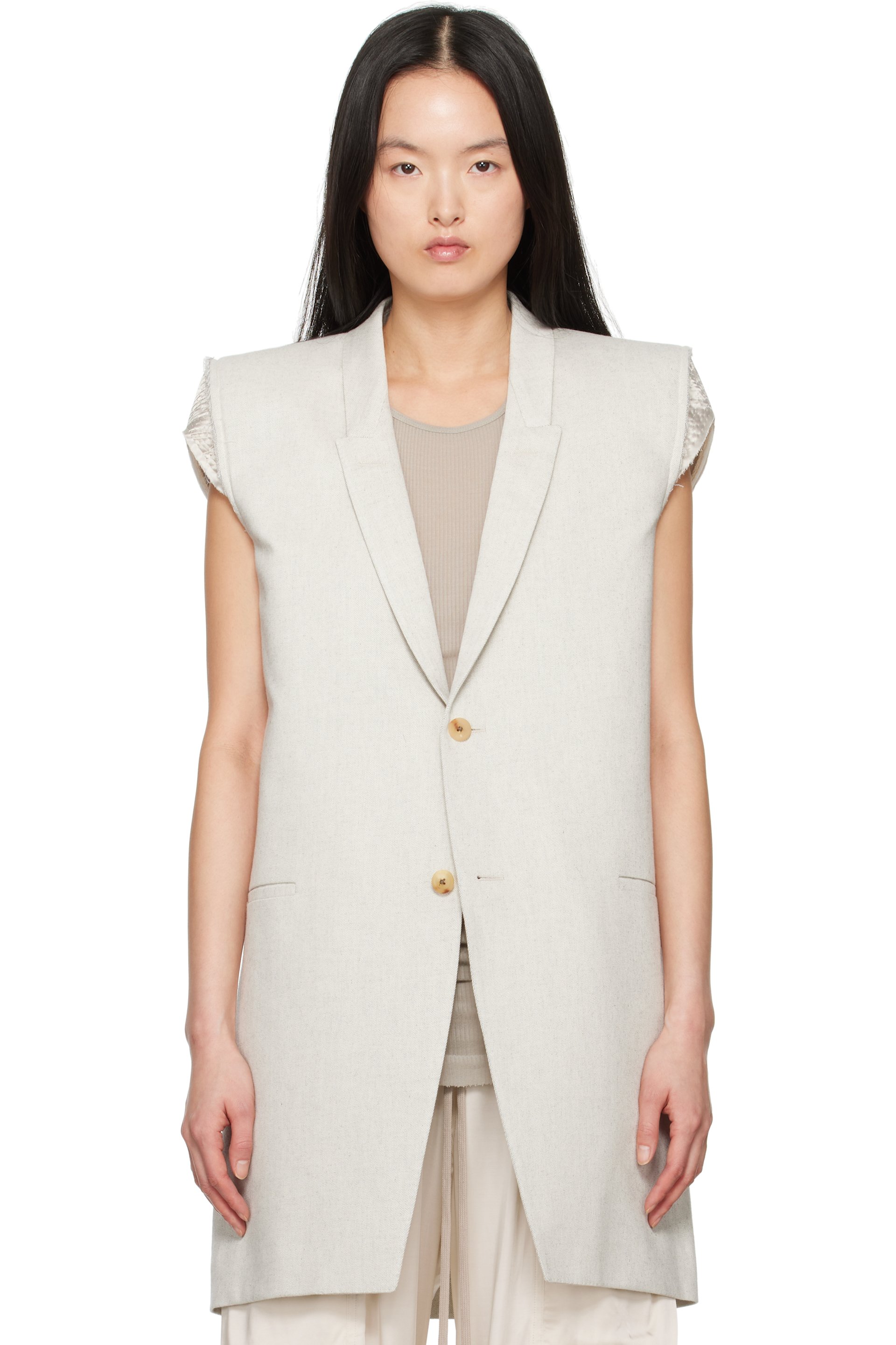 Rick Owens - Veston sans manches façon tailleur Dirt blanc cassé en denim - Hollywood