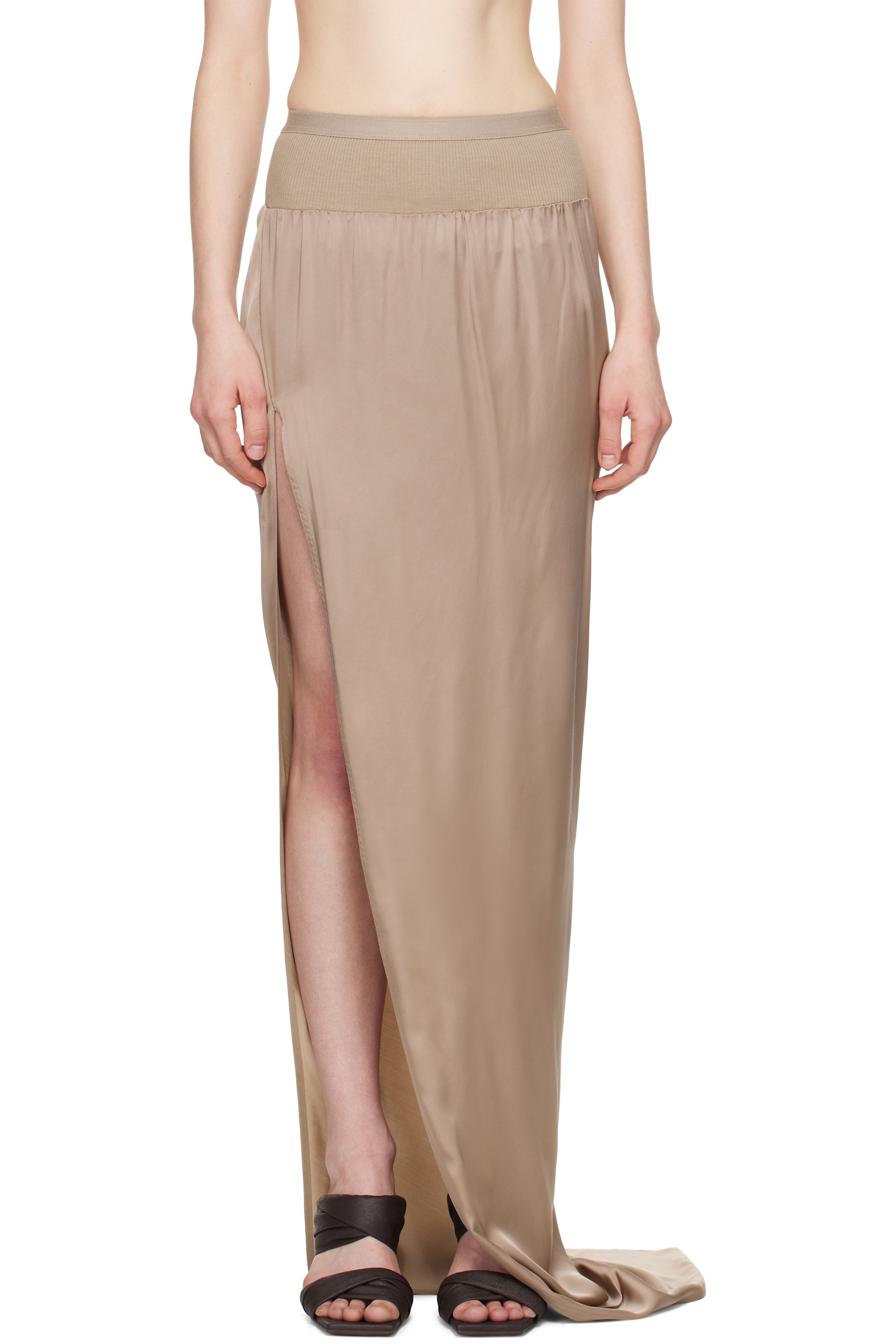 Rick Owens - Jupe longue taupe à fente - Hollywood