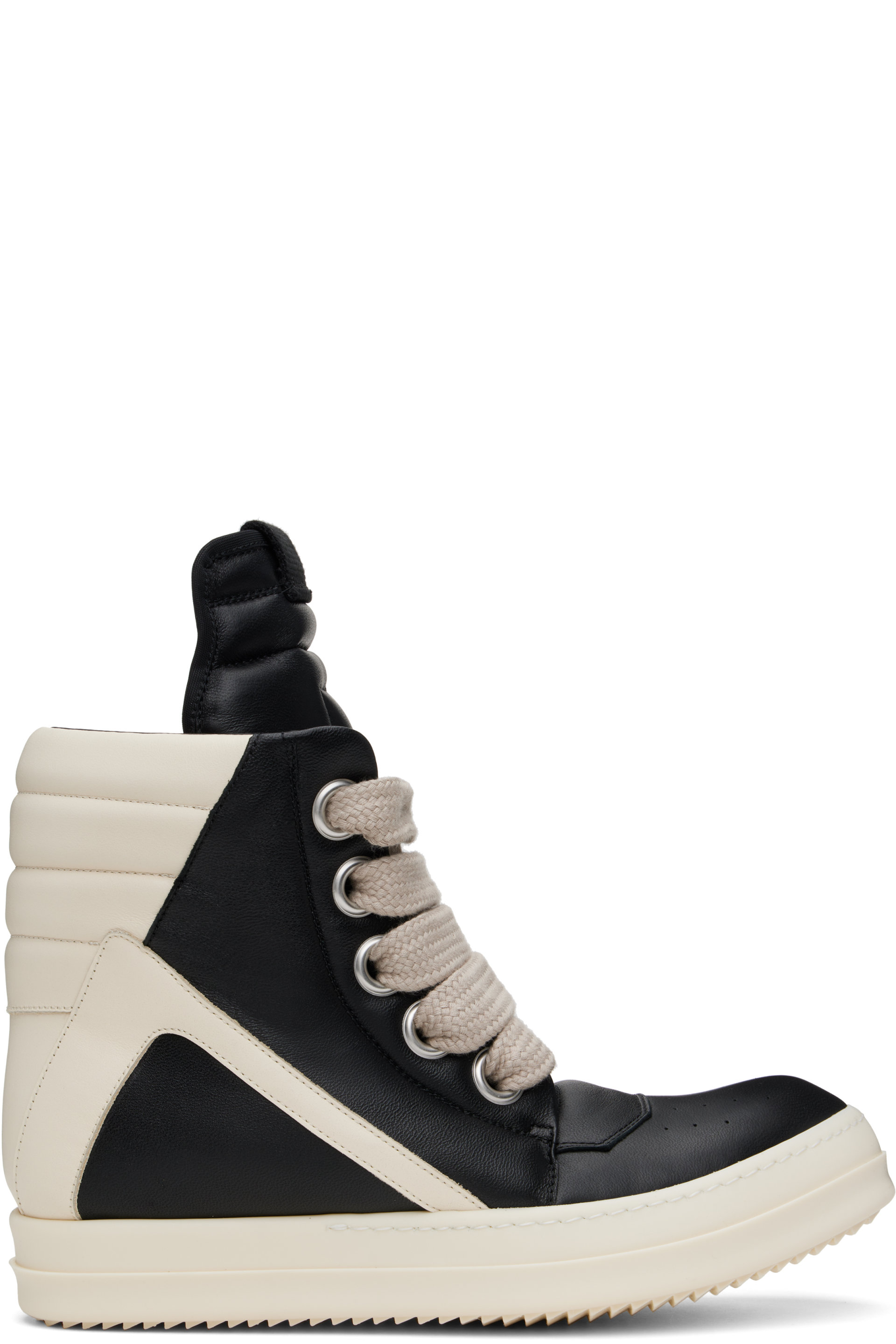 Rick Owens - Black & Off-White Hollywood Jumbolace Geobasket Sneakers