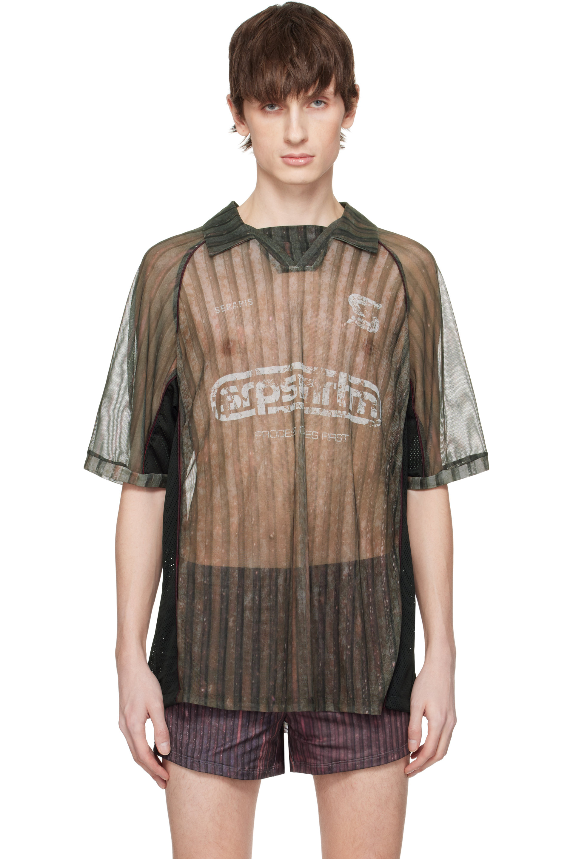 Serapis - Khaki & Burgundy Aub Stripes Football Polo