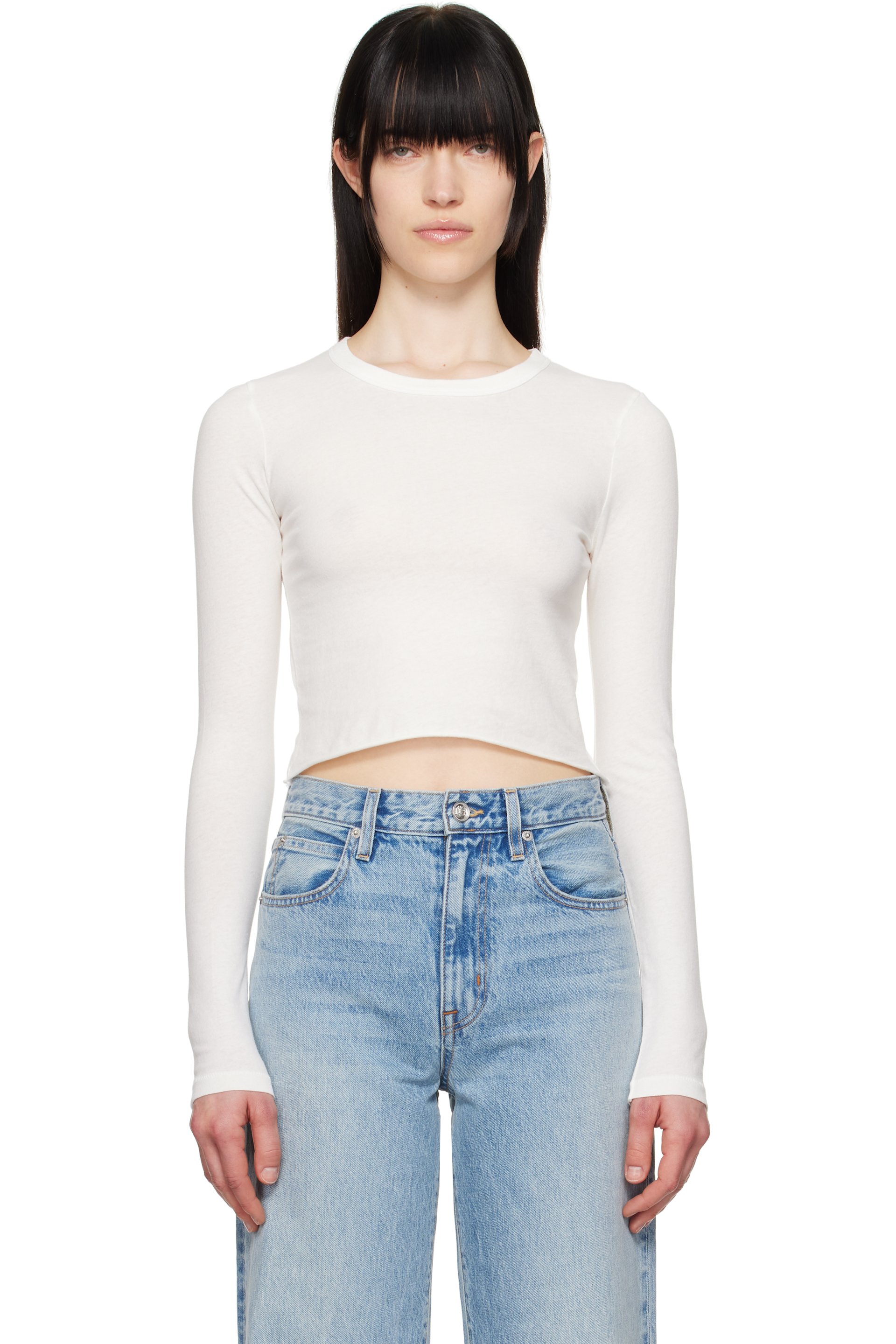 SLVRLAKE - Micro t-shirt à manches longues blanc cassé - 'American Made'