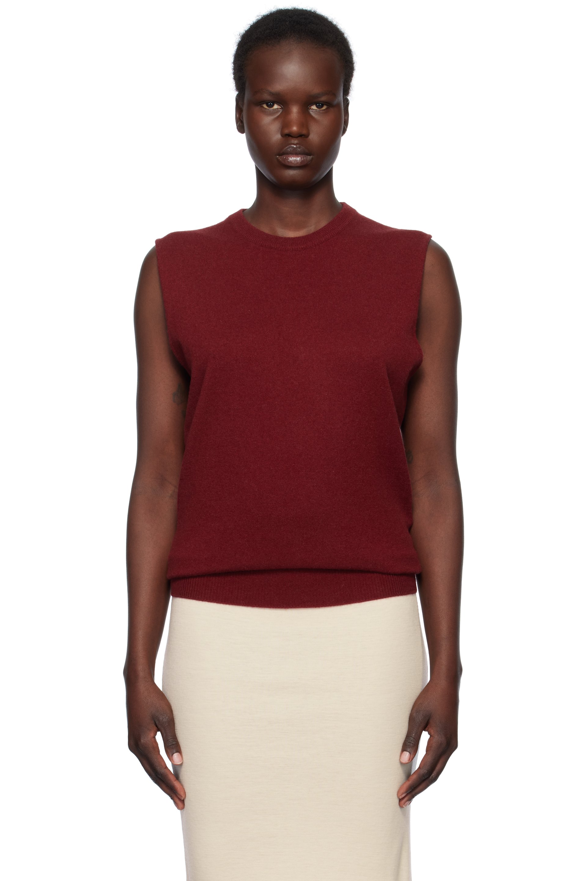 Jil Sander - Gilet rouge en cachemire