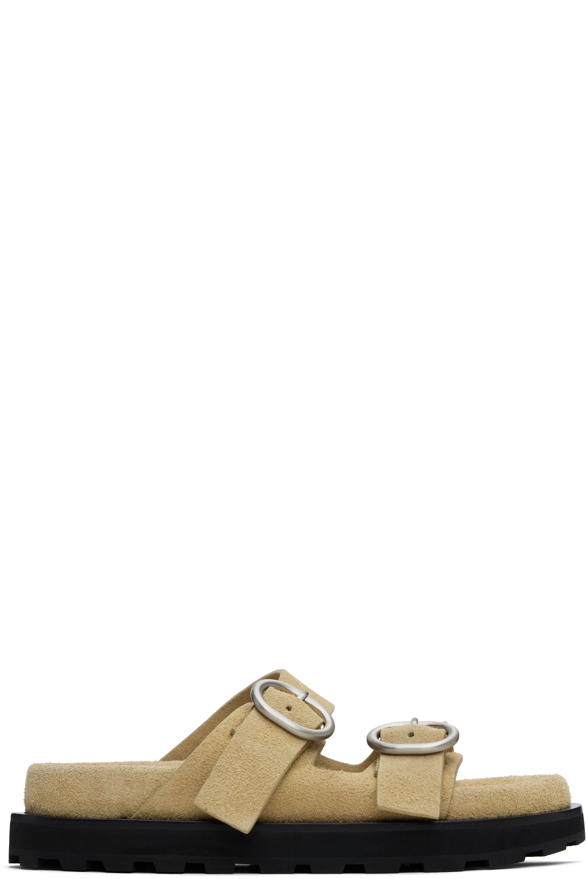 Jil Sander - Sandales beiges à boucles à ardillon