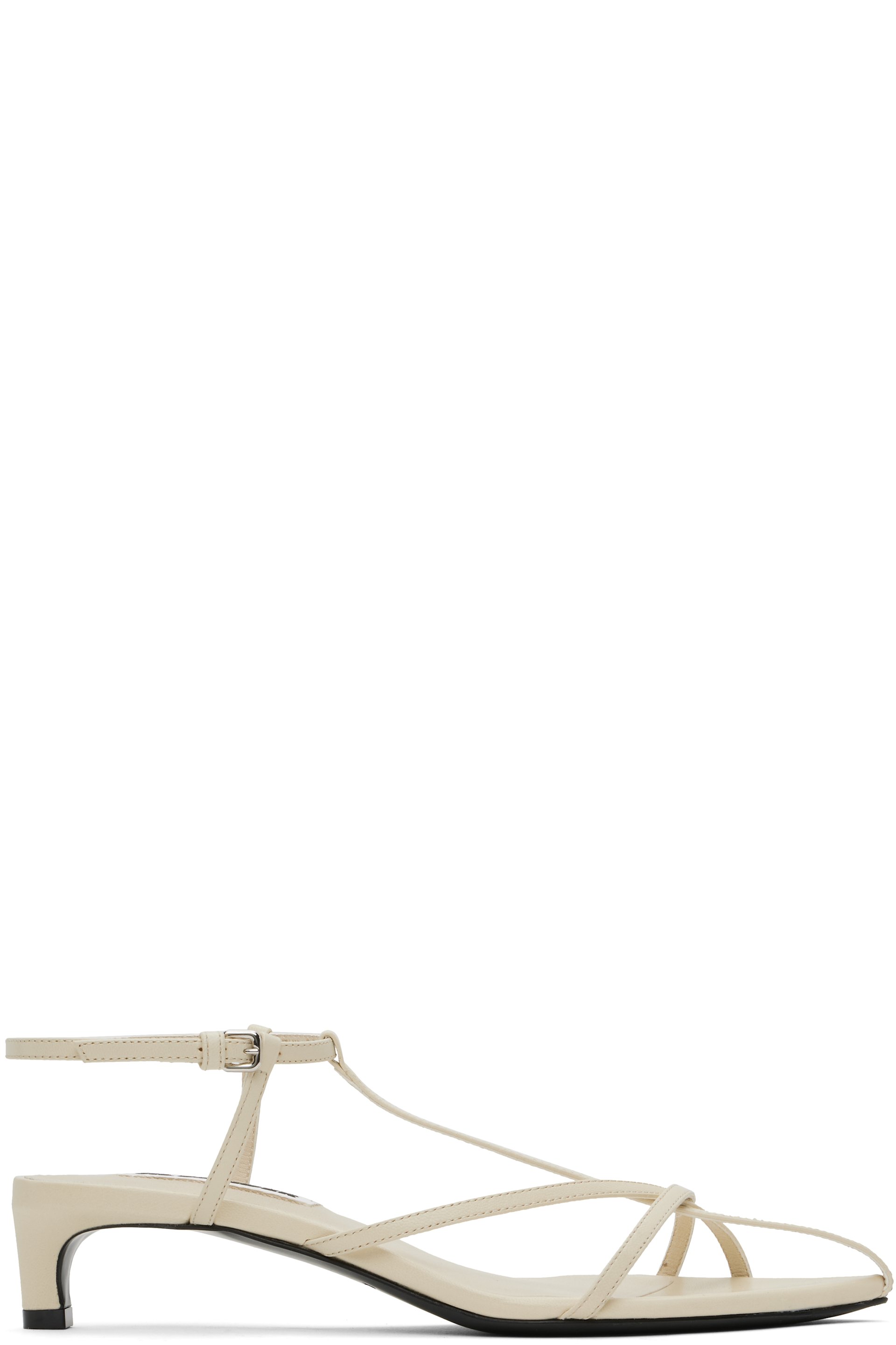 Jil Sander - Sandales à petit talon blanc cassé