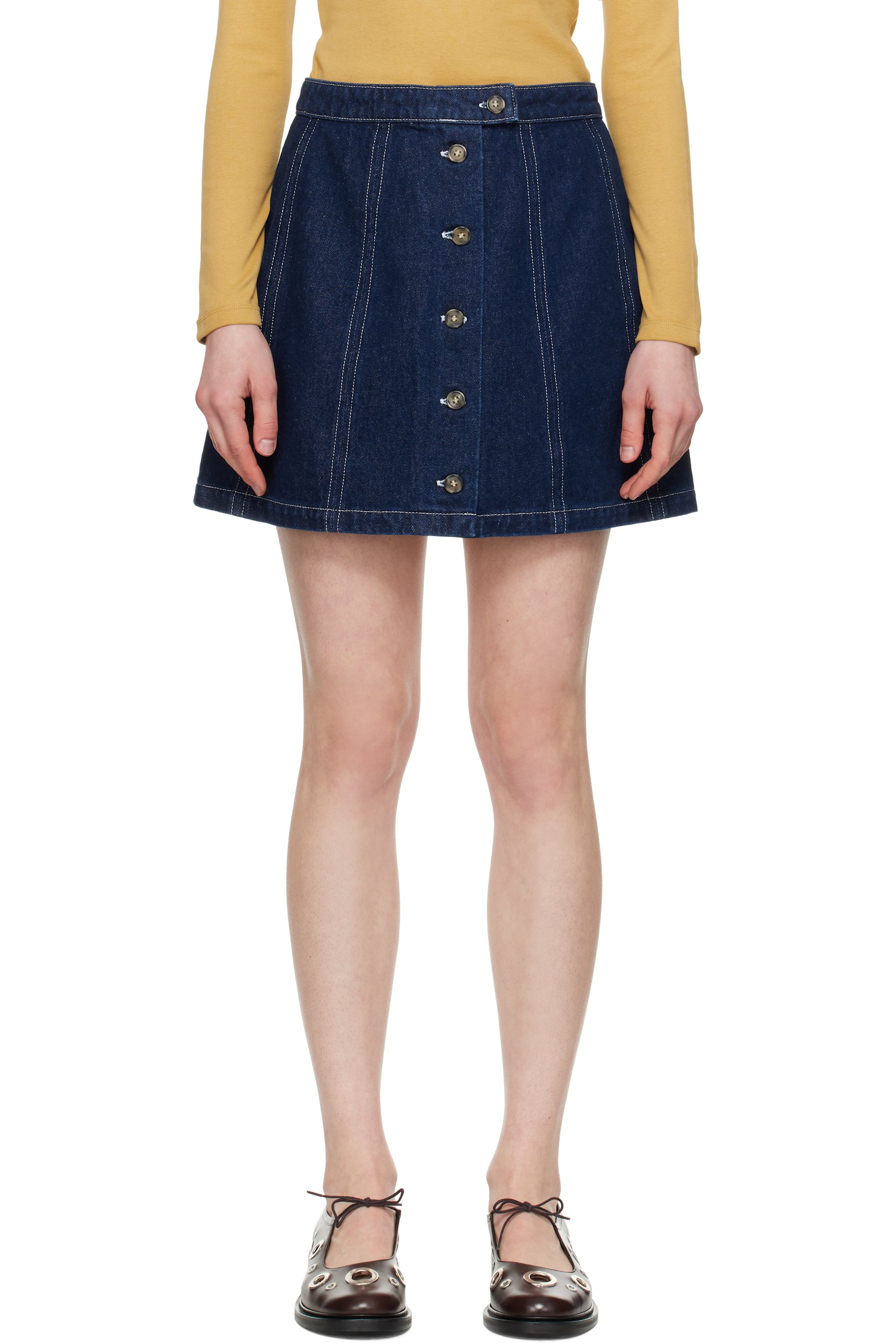 A.P.C. - Minijupe Pipa bleu marine en denim