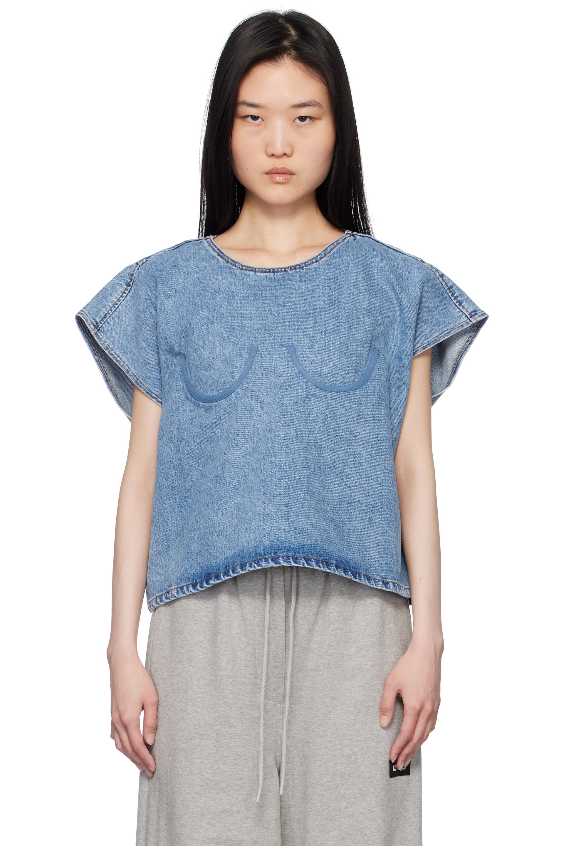 Pushbutton - Blue Bra Point Sleeveless Denim Top