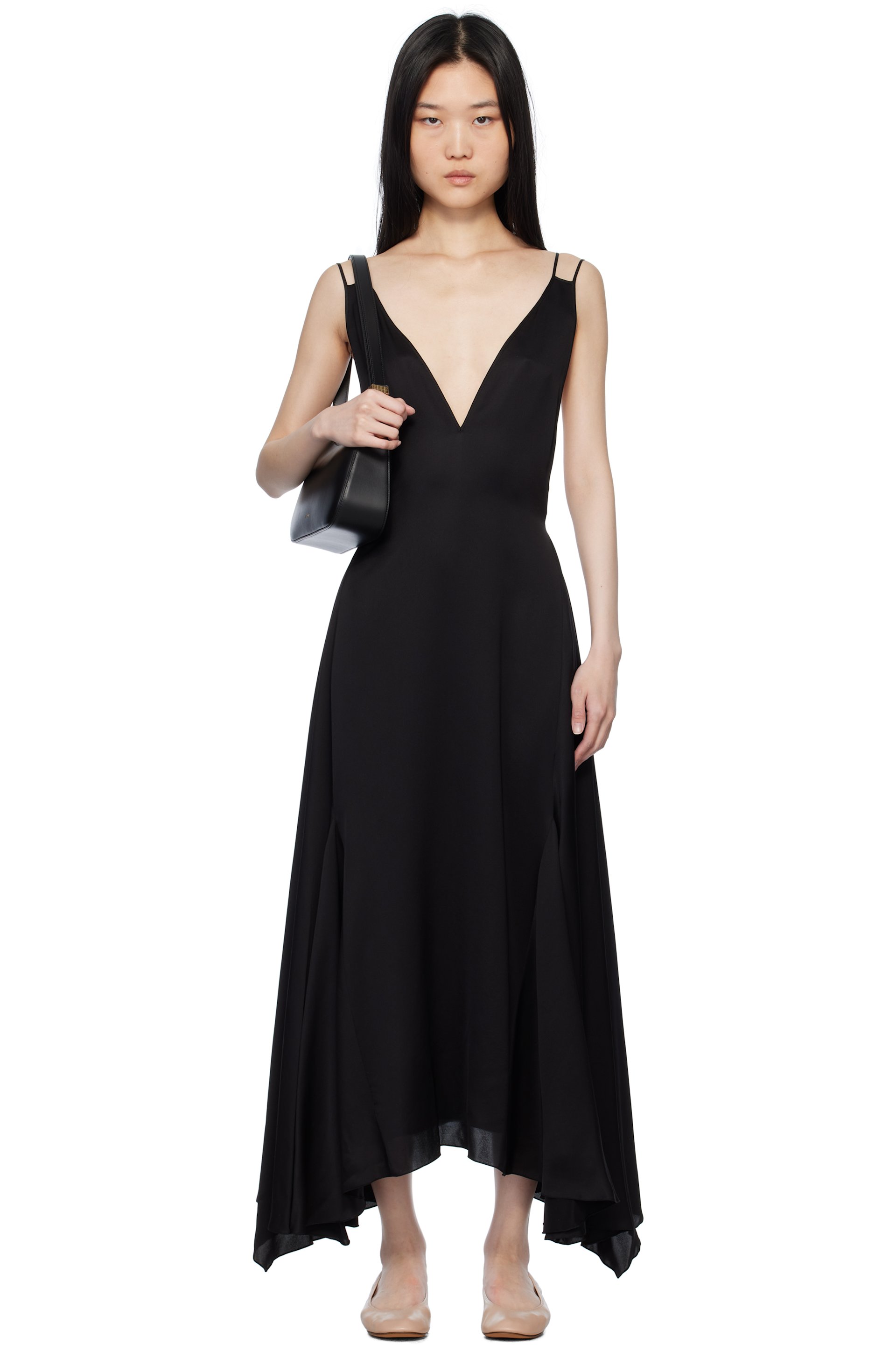 Lanvin - Black Silk Bowling Midi Dress