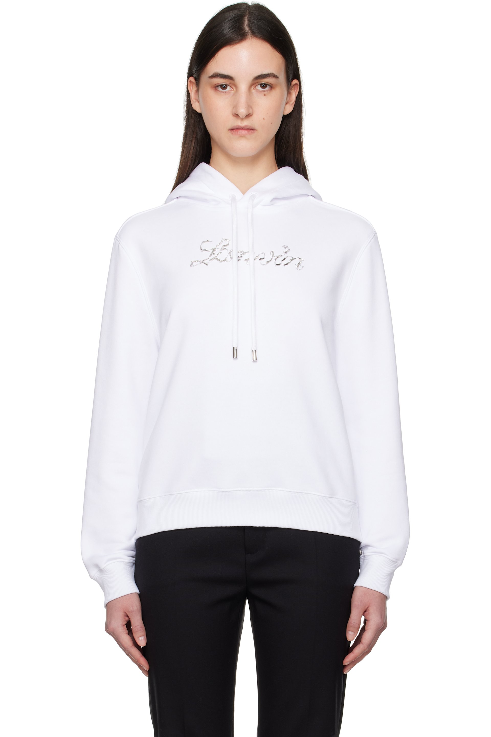 Lanvin - White 'Lanvin' Bead Embroidered Hoodie