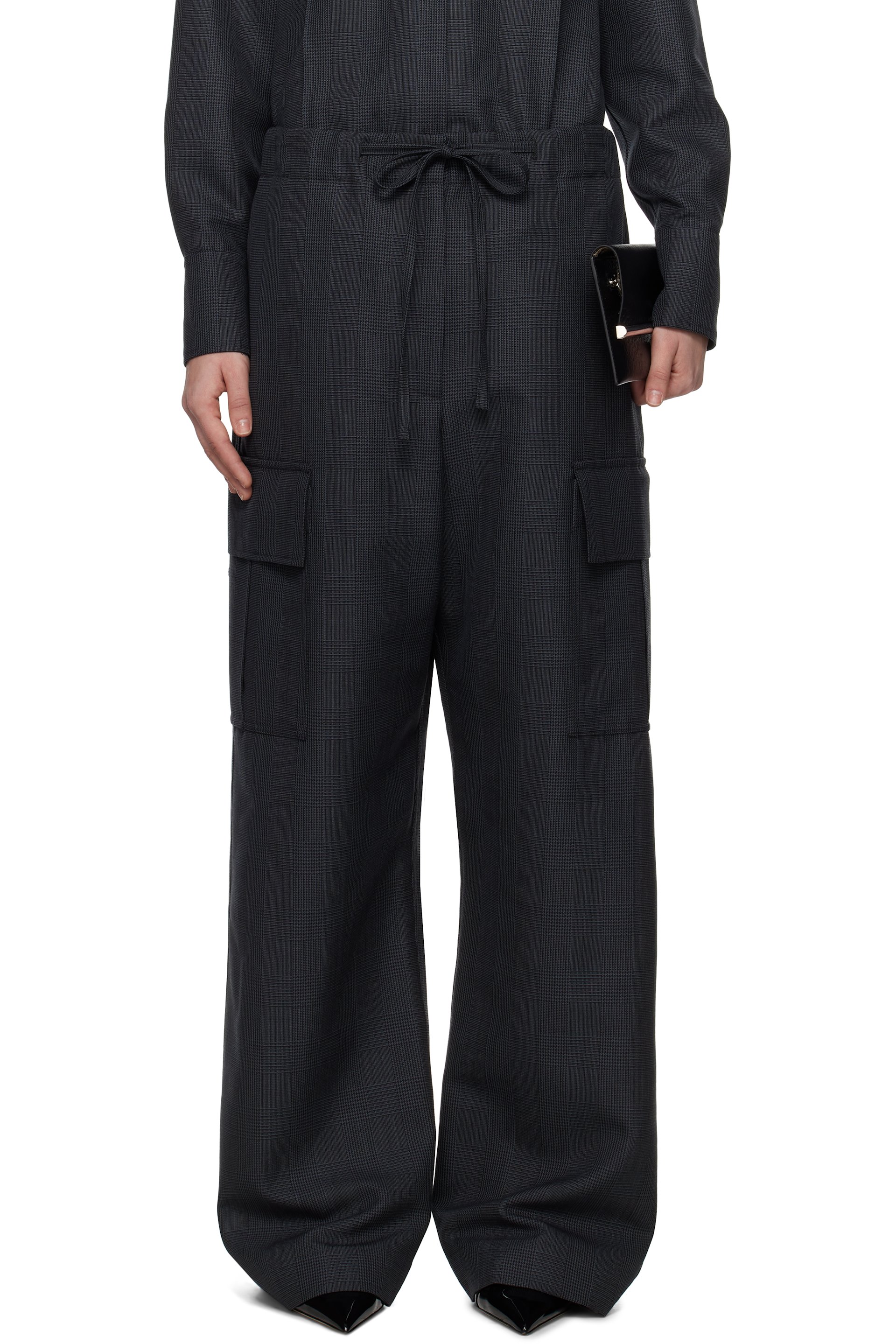McQueen - Pantalon cargo gris à motif Prince-de-Galles