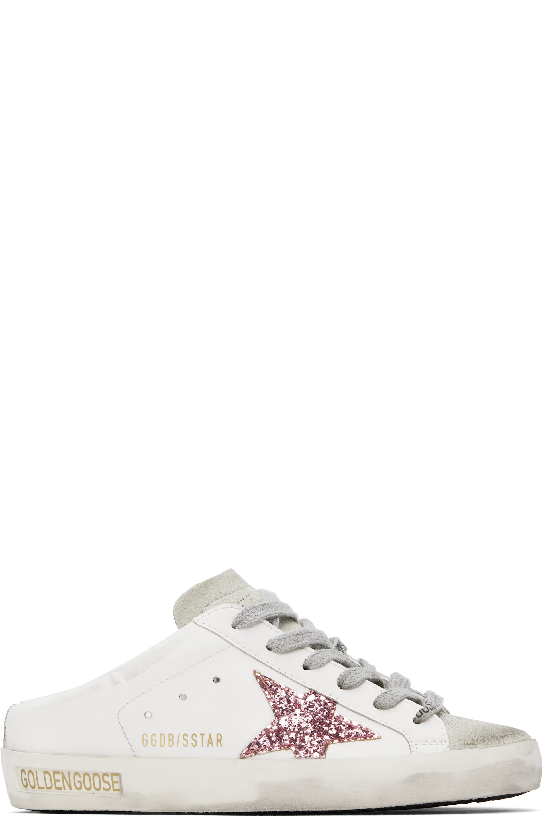 Golden Goose - Baskets de style sabot Super-Star blanc et gris en cuir synthétique biosourcé