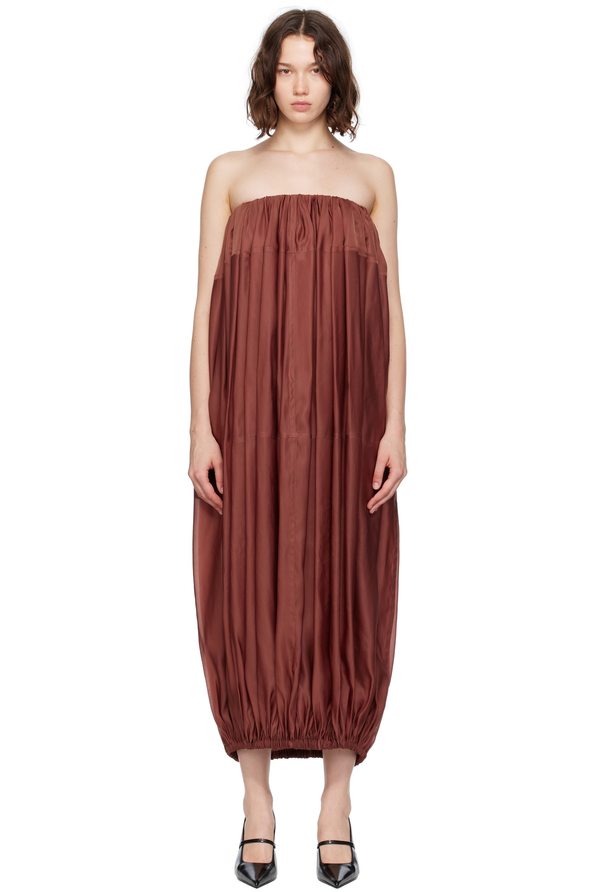 Ferragamo - Robe longue ample bourgogne