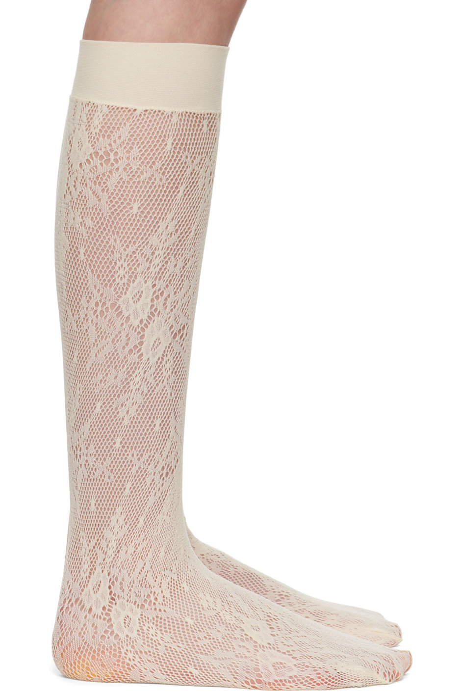 Swedish Stockings - Off-White Rosa Lace Knee-High Socks