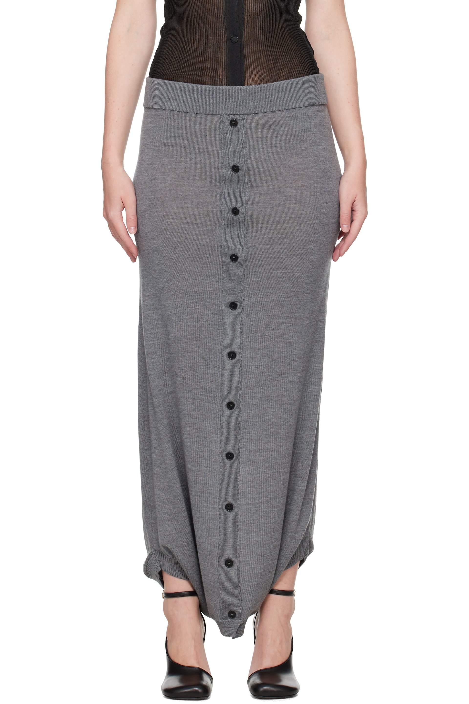 ALAINPAUL - Jupe longue Fuseau grise en tricot