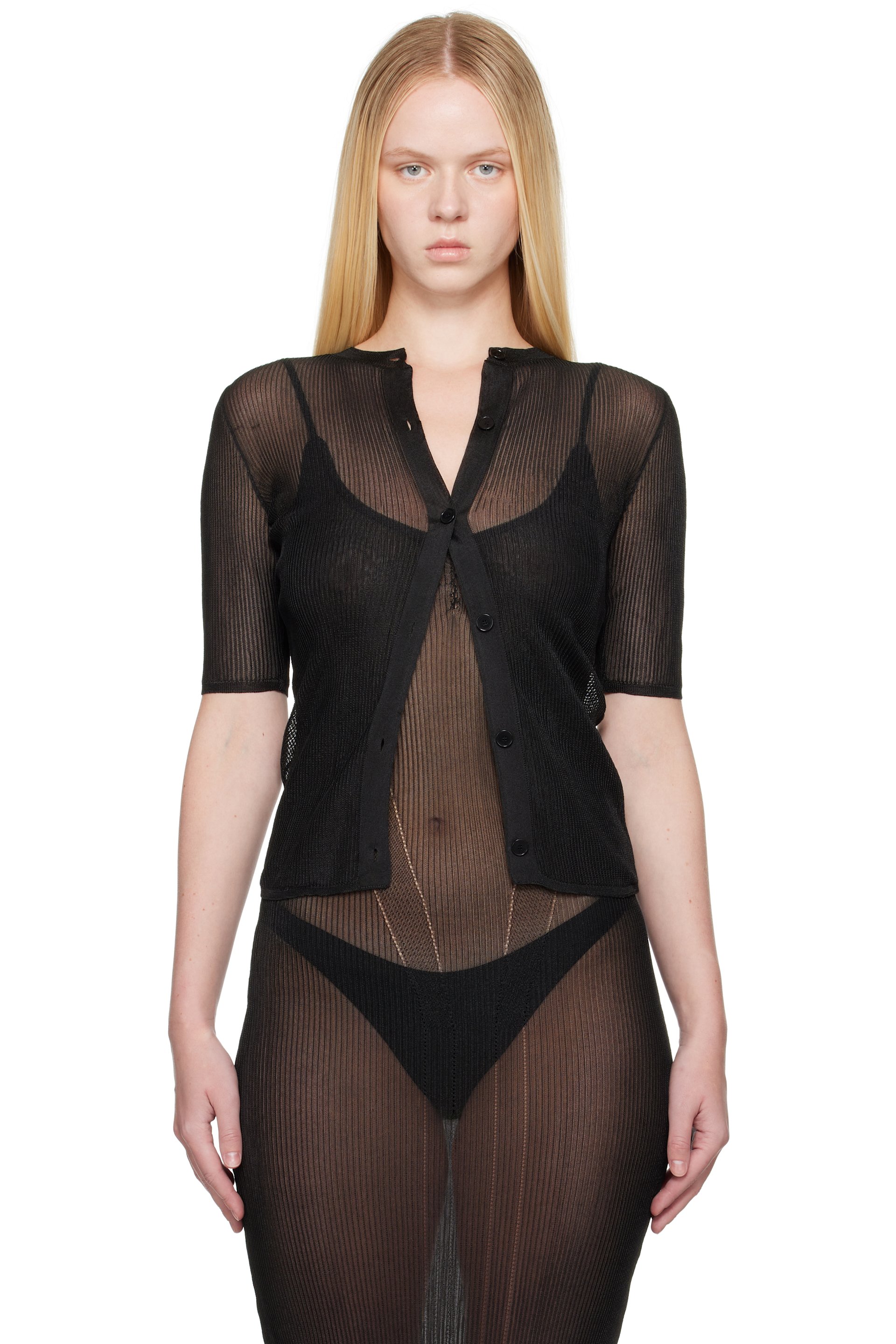 ALAINPAUL - Cardigan technique noir en tricot