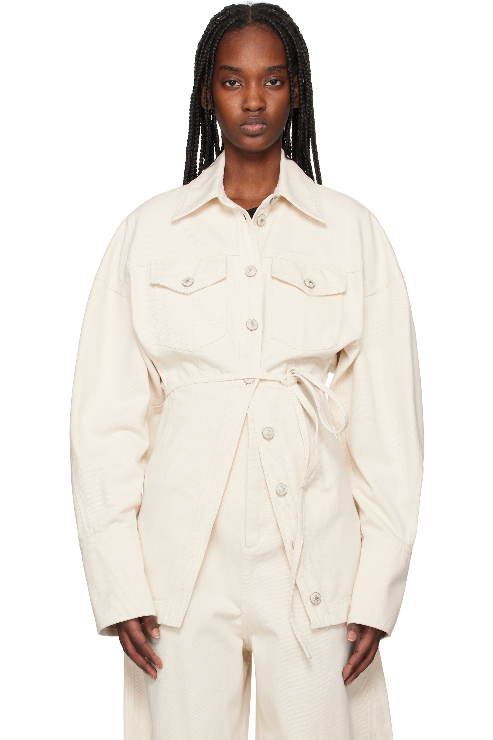 Sportmax - Blouson Biblios blanc cassé en denim