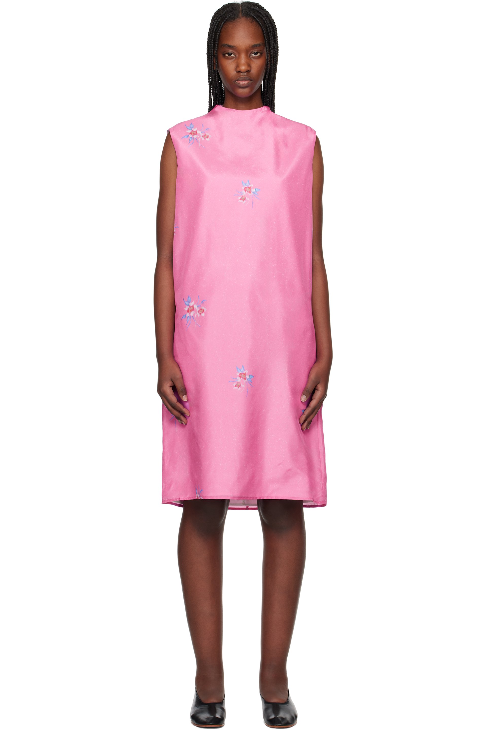 AO YES - Pink Layered Print Midi Dress