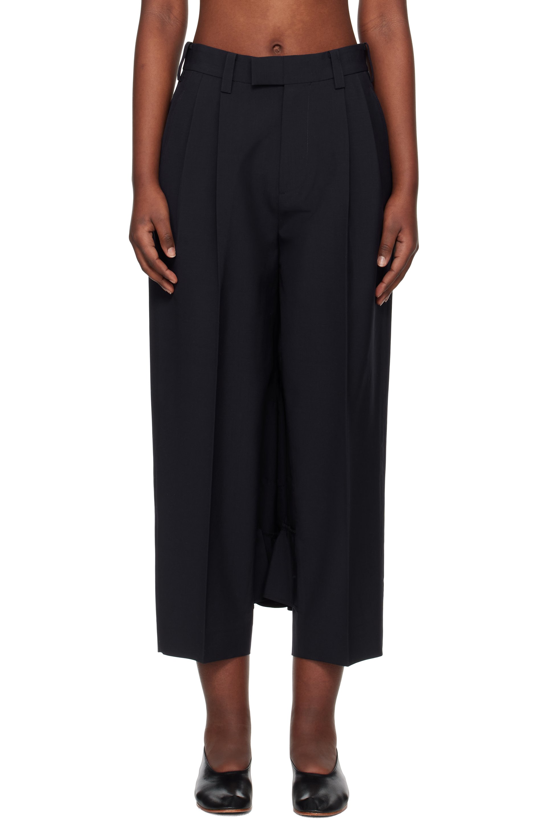 AO YES - Pantalon bleu marine à volants
