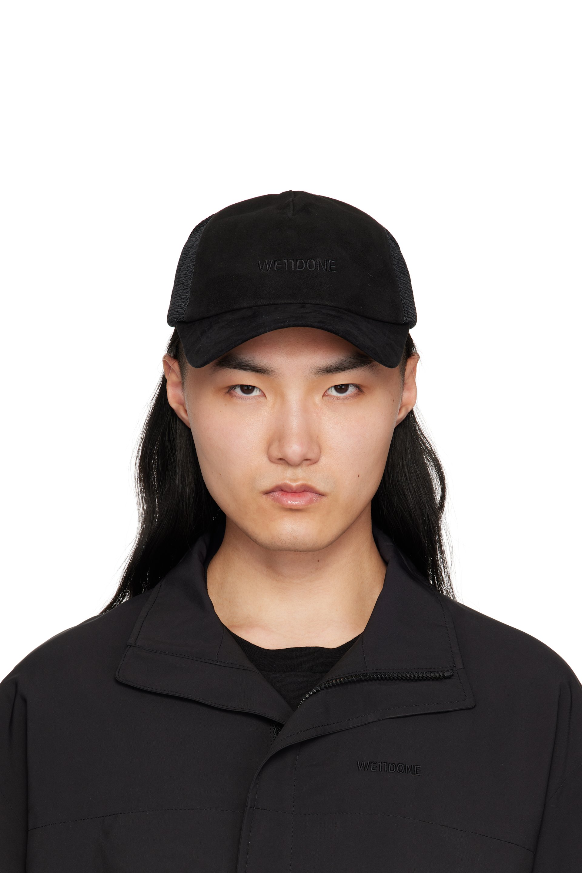 We11done - Black Logo Embroidery Suede Cap