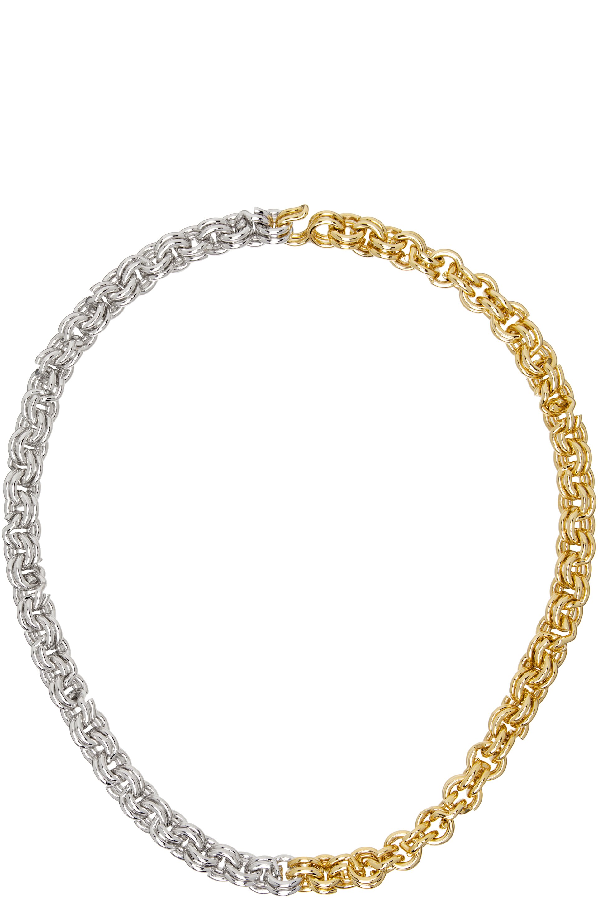 OUIE - Collier argenté et doré à maillons de style anneau porteclé