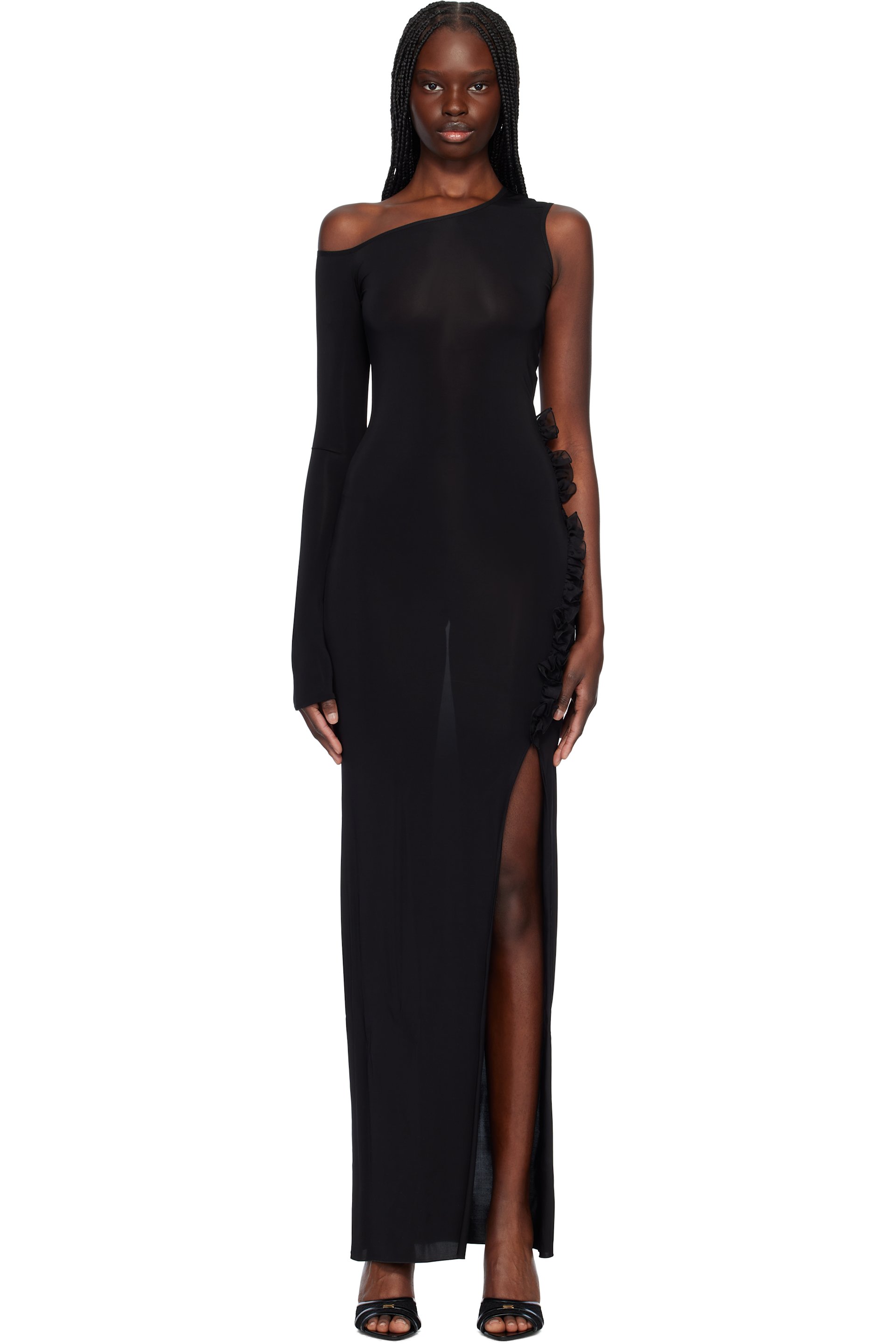 Nensi Dojaka - Robe longue noire à épaule dénudée