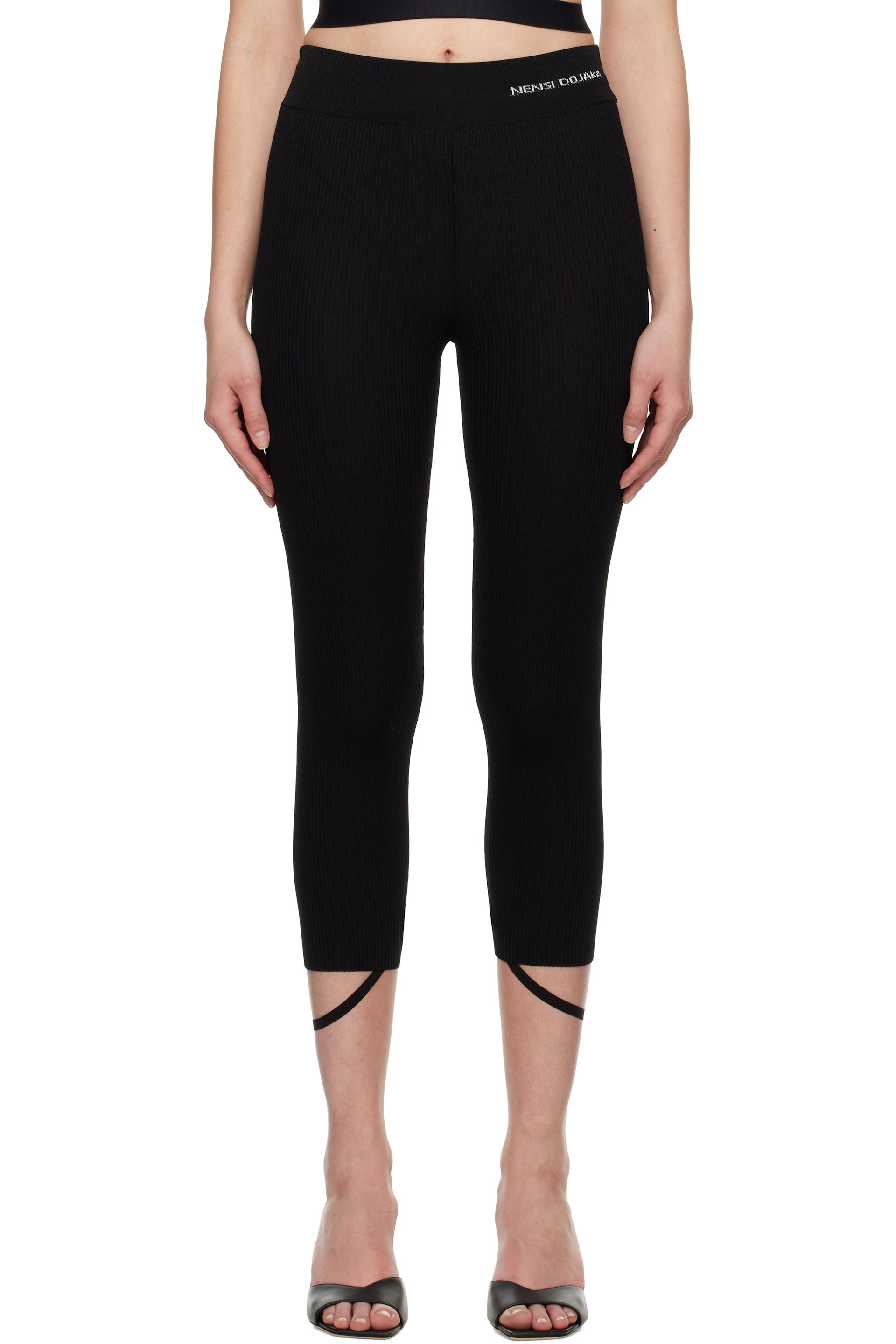 Nensi Dojaka - 黑色 Sadie Knitted Cropped 紧身裤