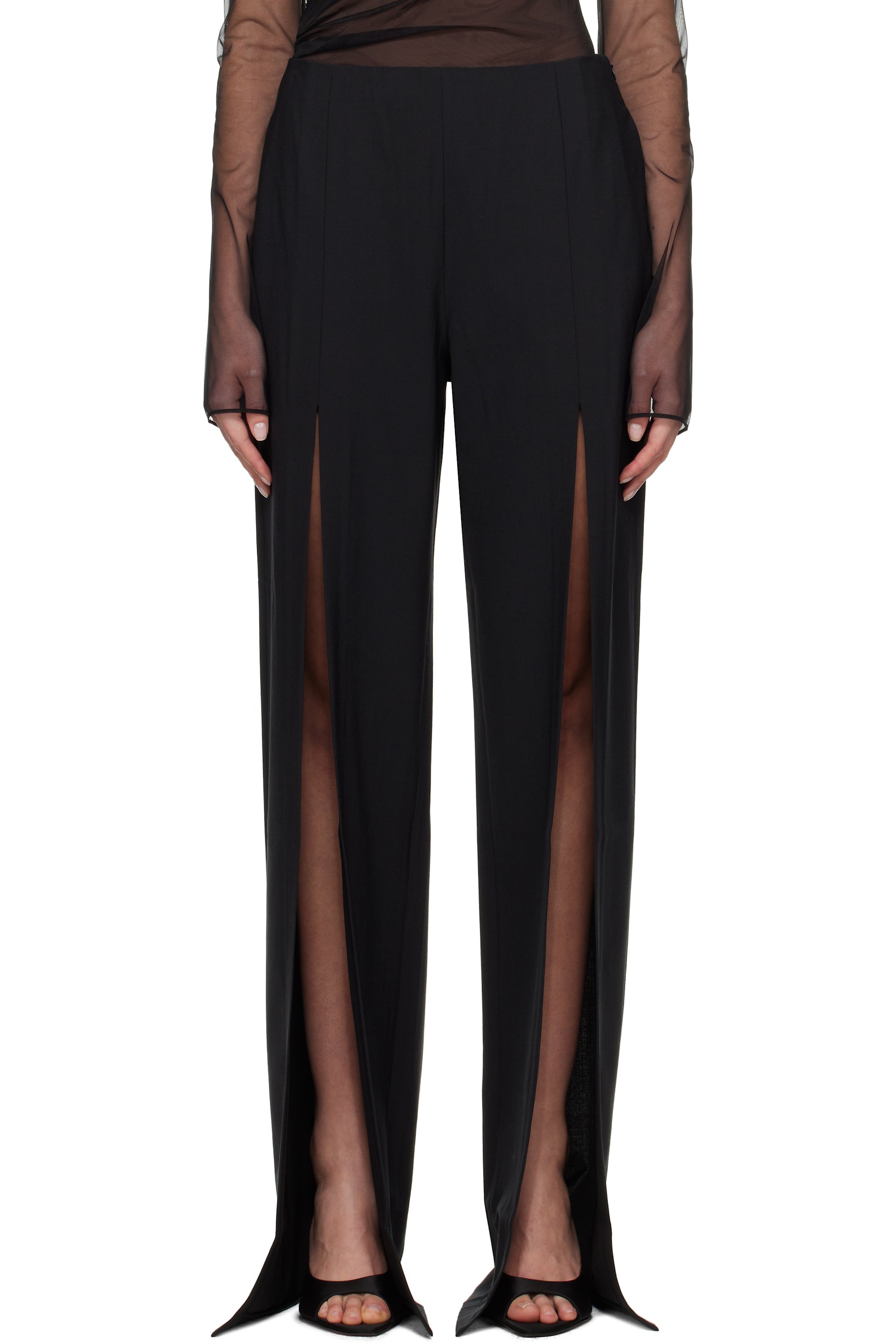 Nensi Dojaka - Pantalon façon tailleur Luna noir à fentes