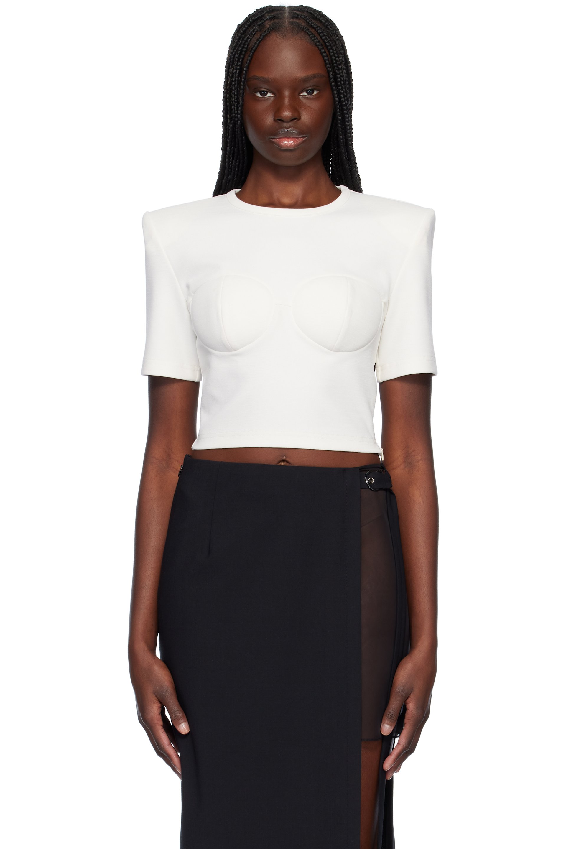 Nensi Dojaka - T-shirt Beatrice blanc cassé à bustier