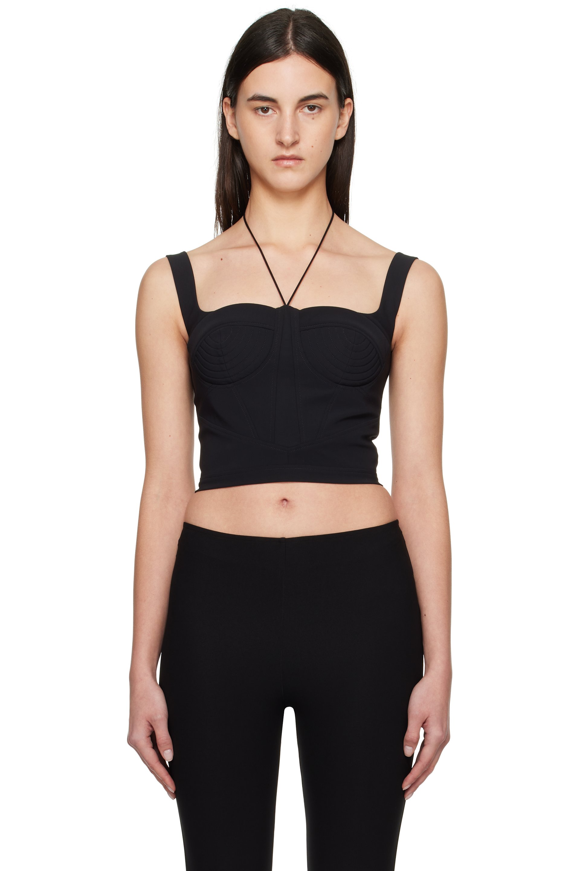 Nensi Dojaka - Haut de style bustier noir à bonnets matelassés