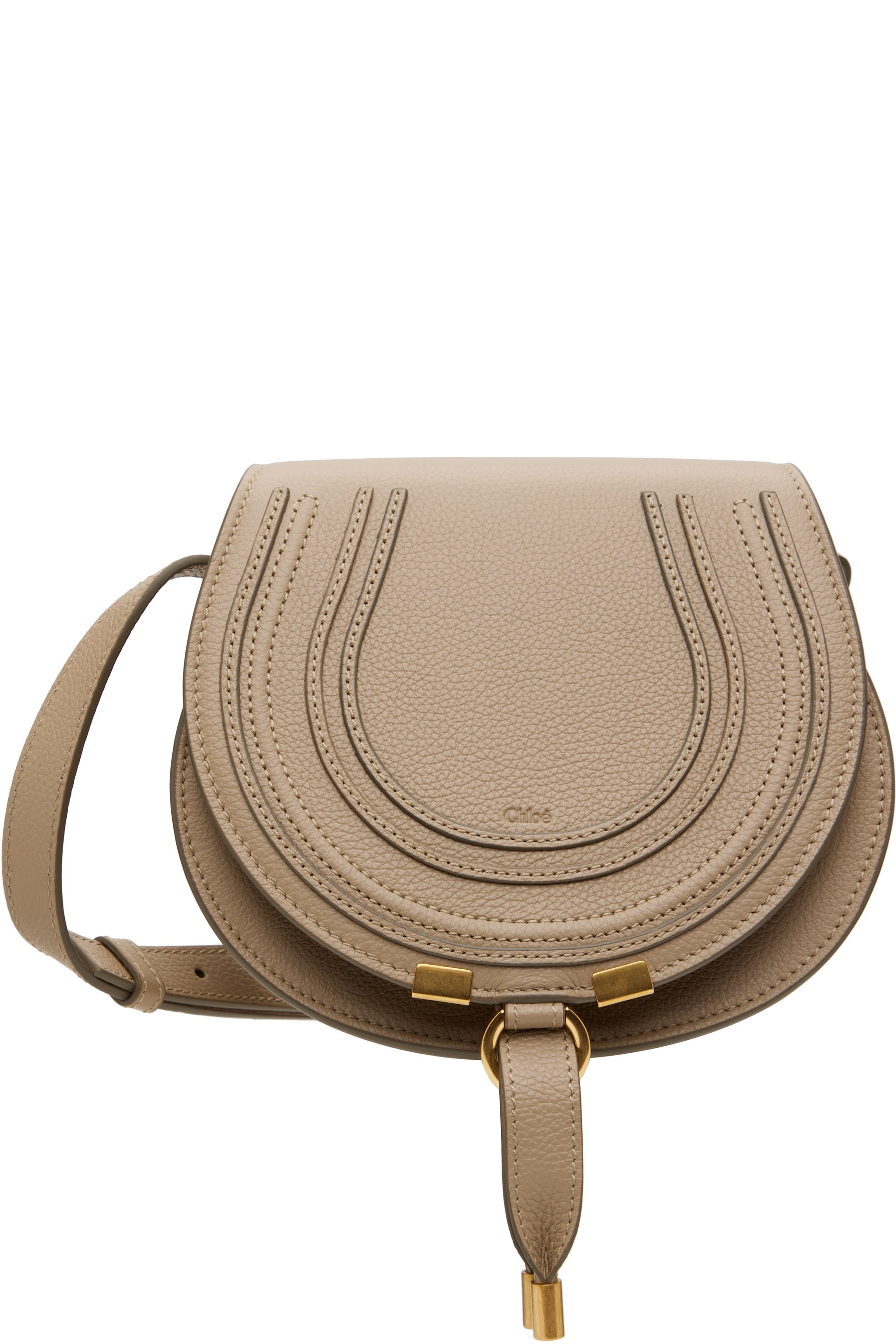 Chloé - Petit sac sellier taupe à ornement Marcie