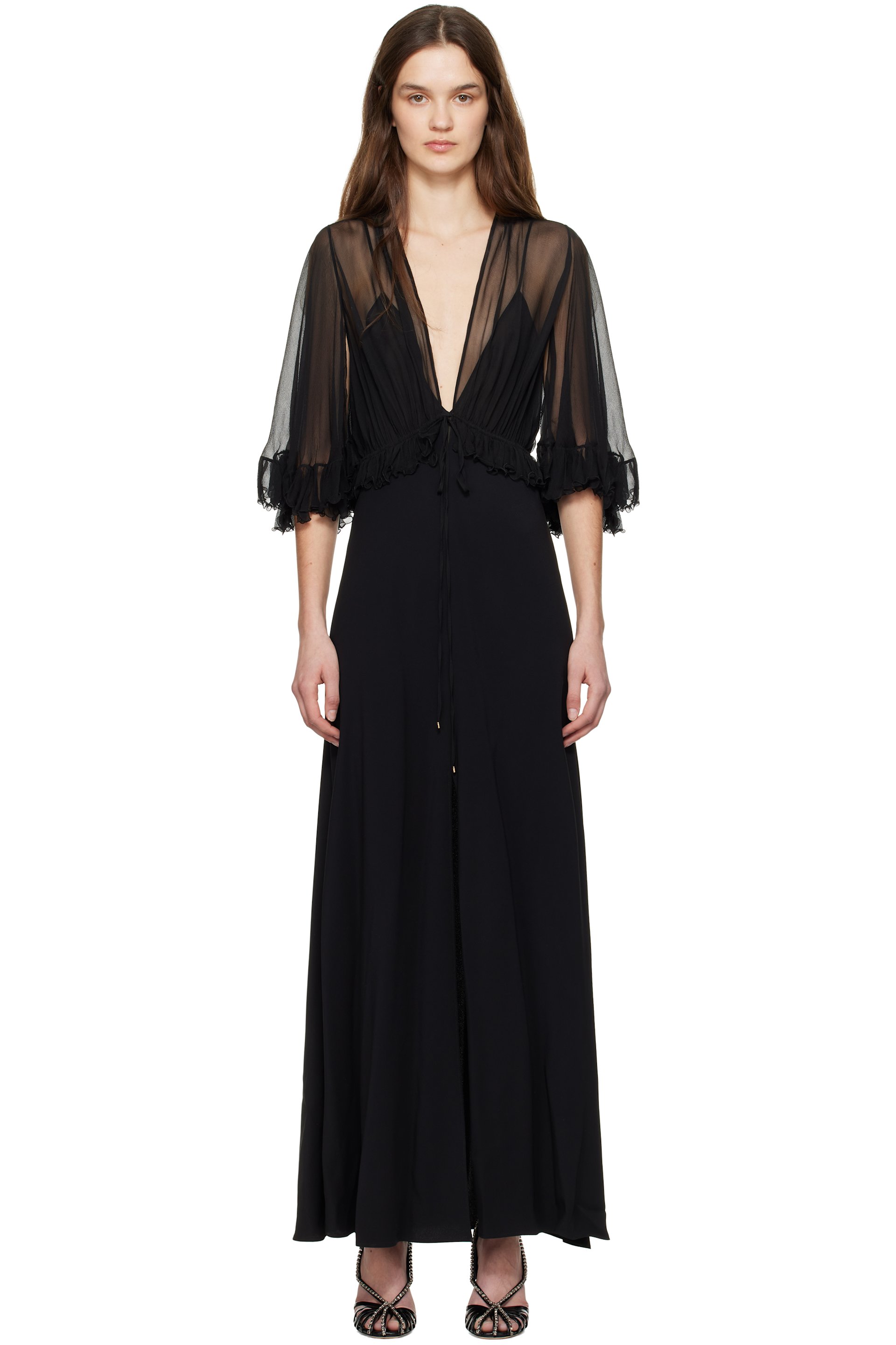 Chloé - Robe longue noire à col en V