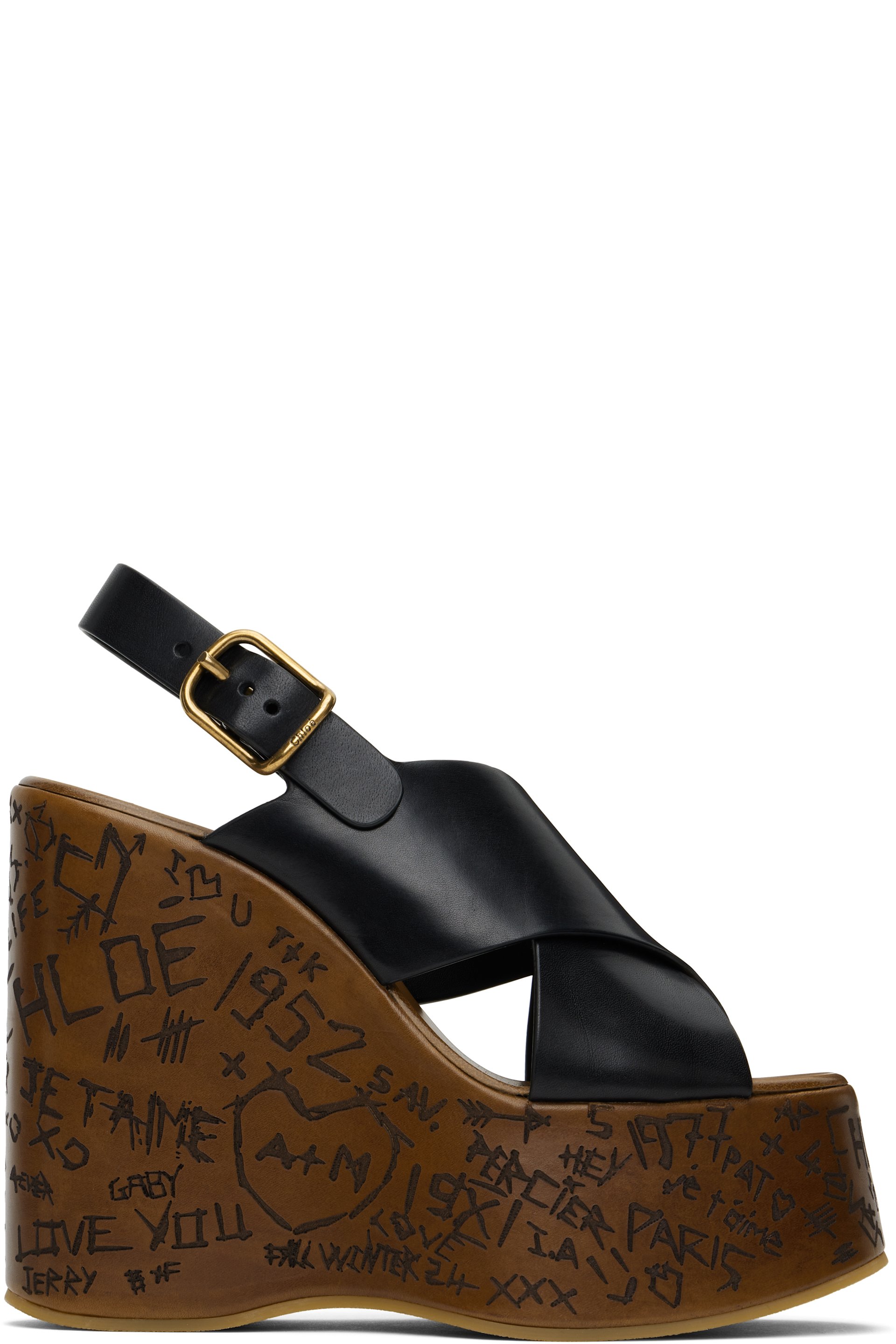 Chloé - Sandales à talon compensé Maxime noires