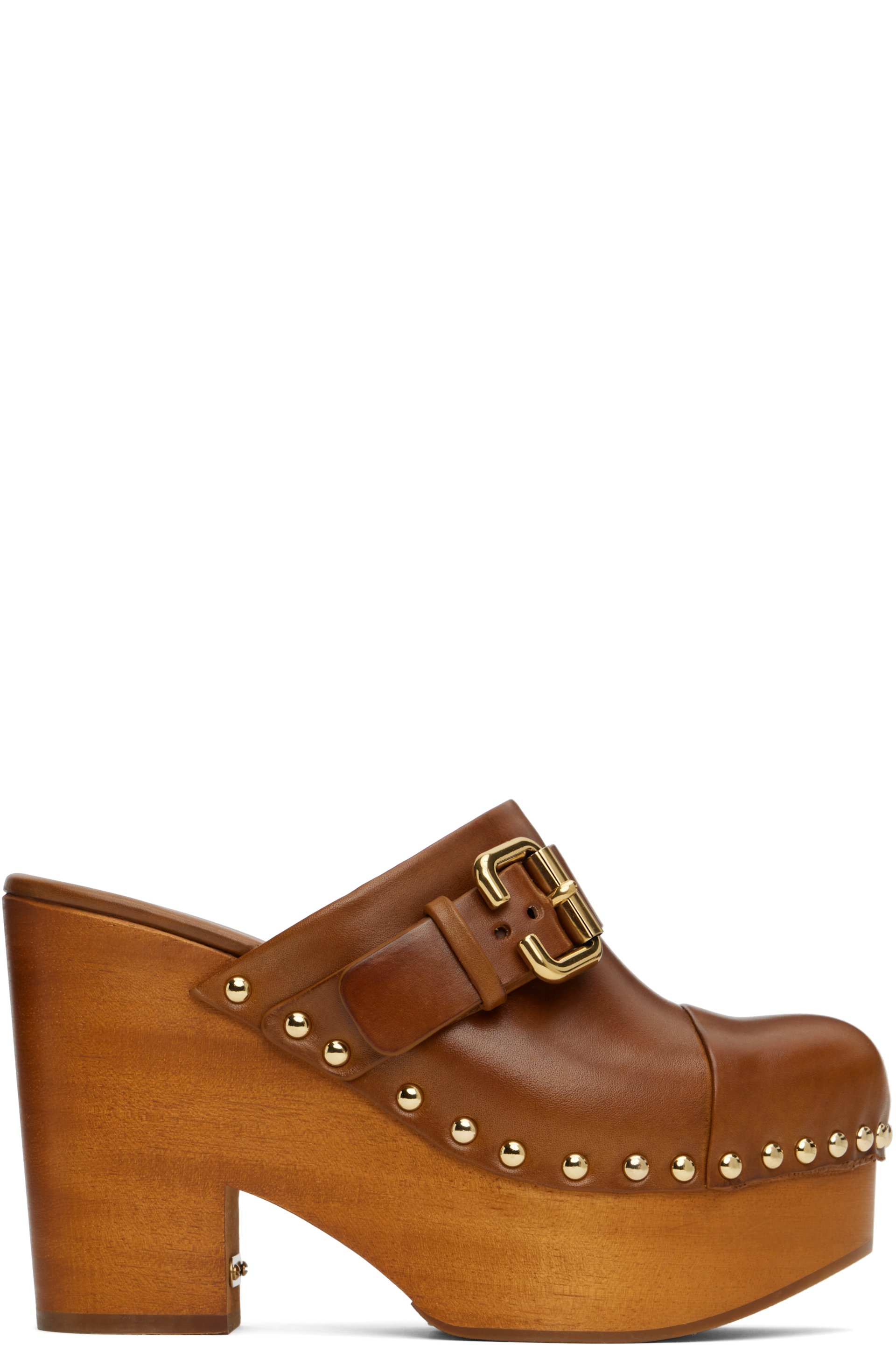 Chloé - Mules à talon bottier Jeanette brunes