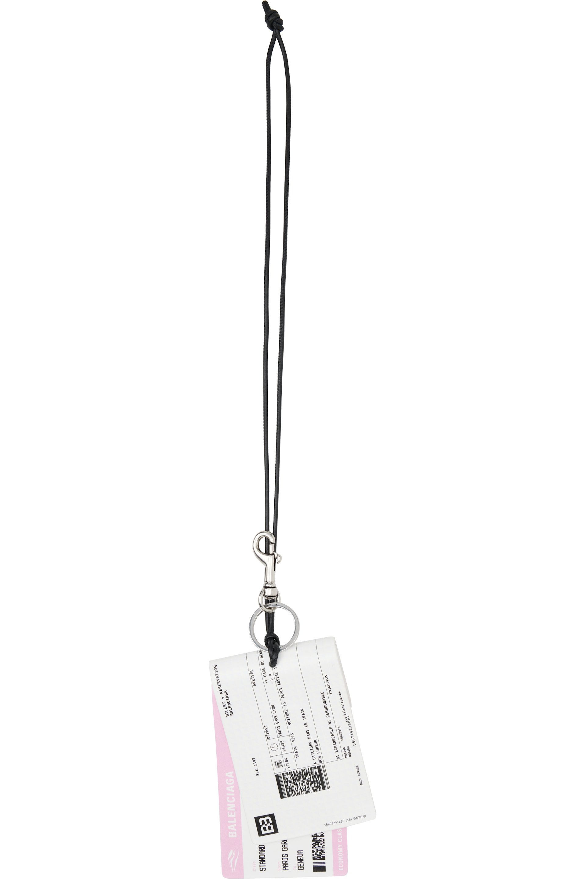 Balenciaga - Porteclé à breloque en forme de billet de train blanche
