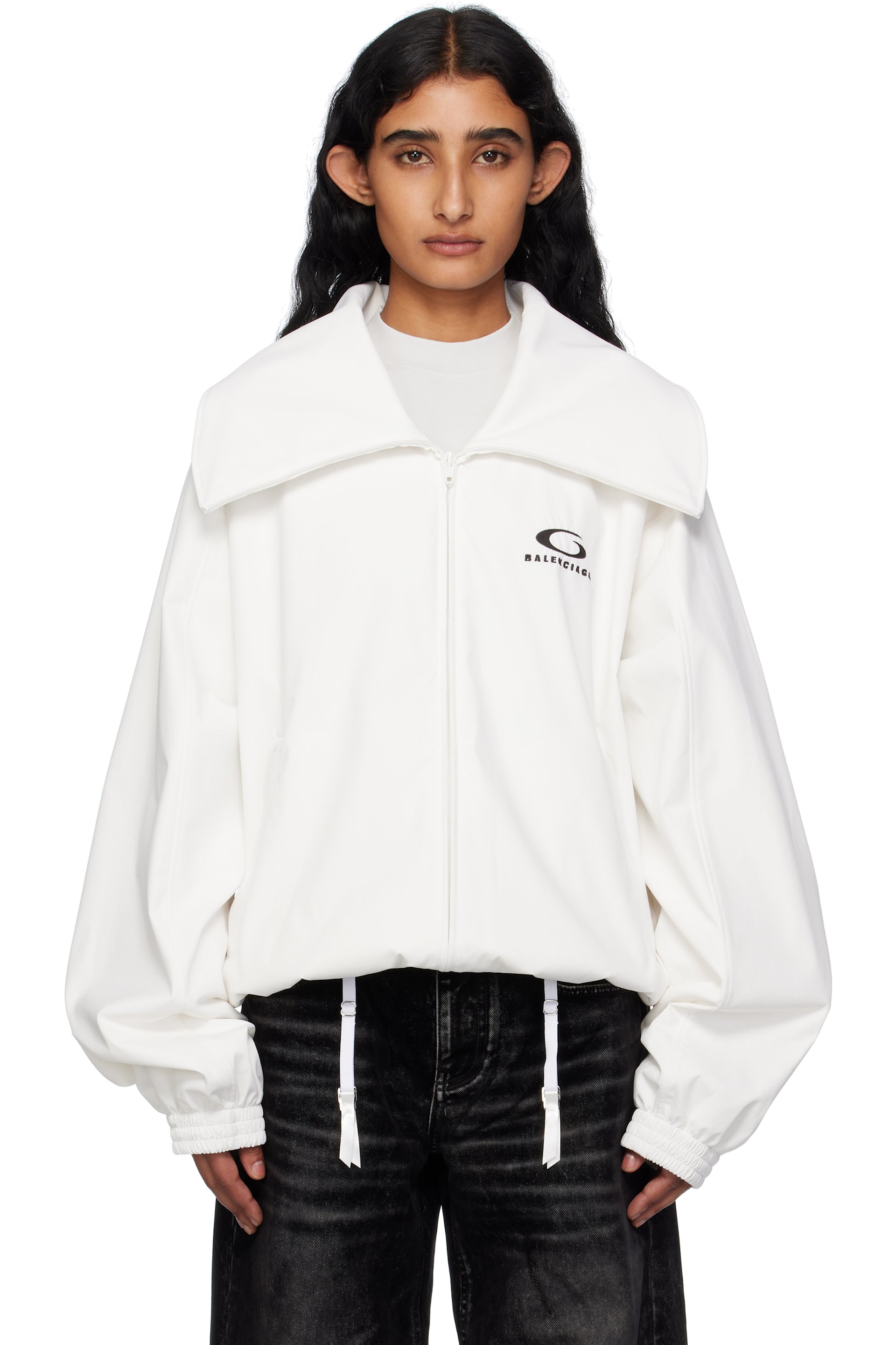 Balenciaga - Blouson de survêtement blanc à glissière