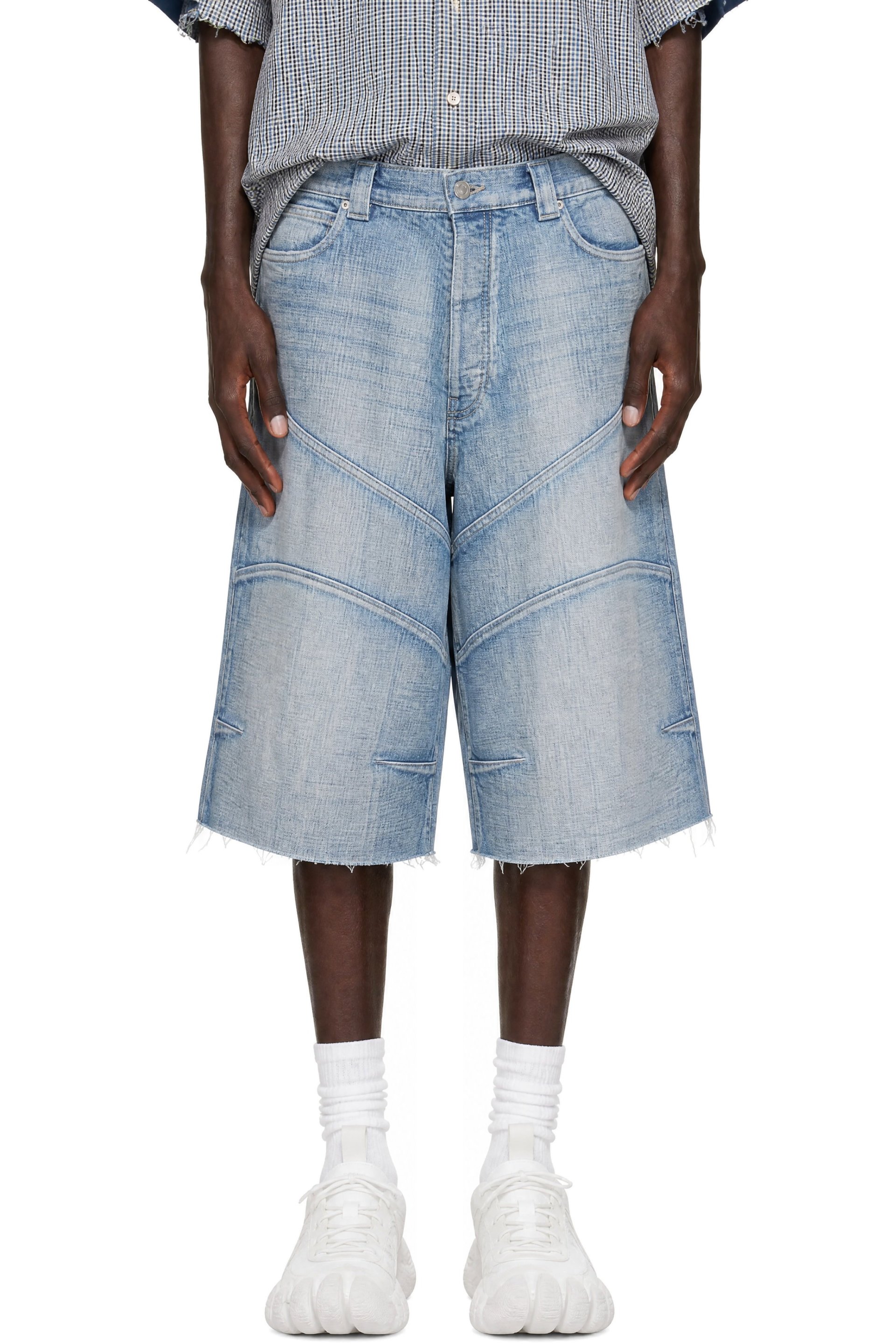 Balenciaga - 蓝色 Knee Dart 牛仔短裤