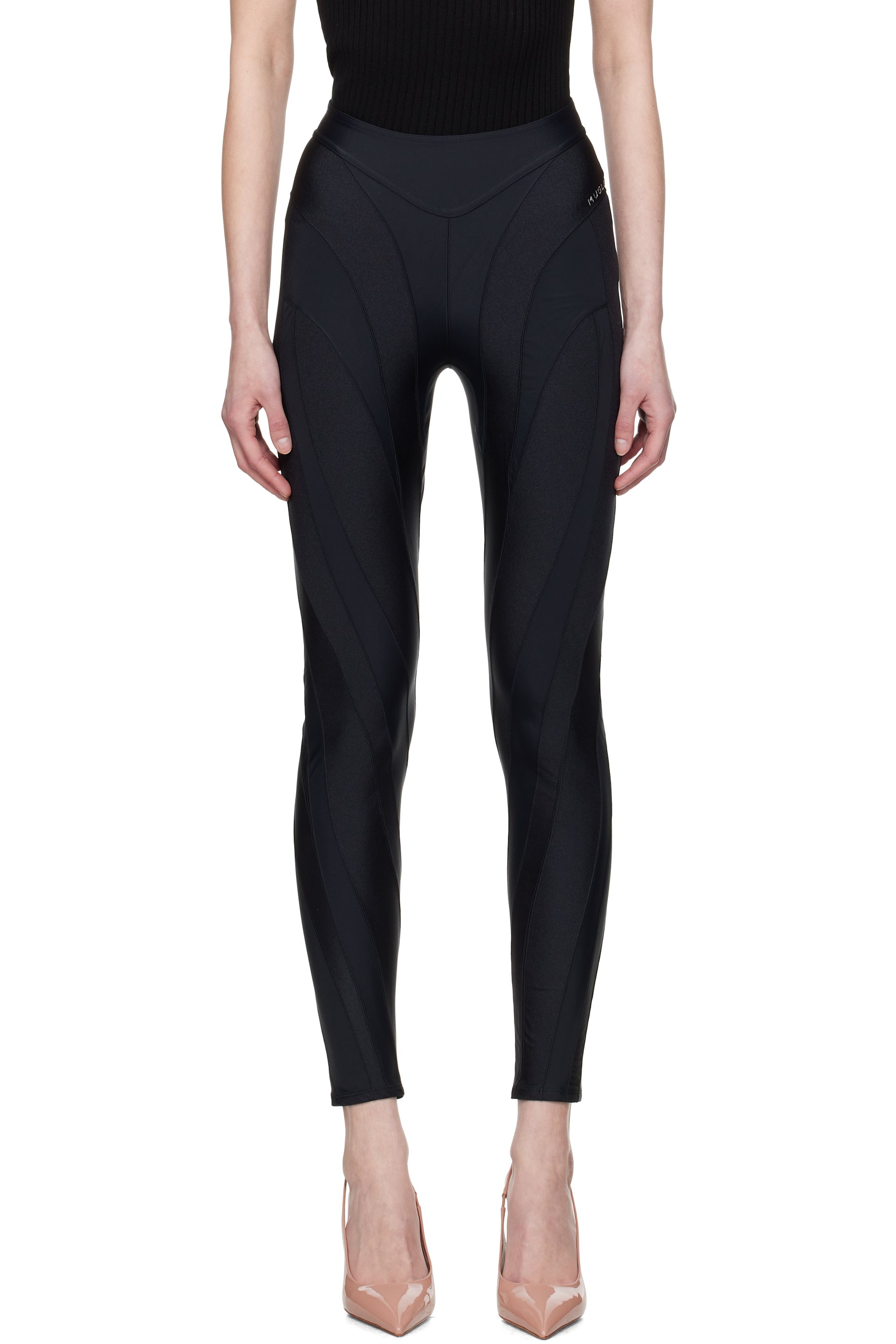 Mugler - Black Eco Sport Lycra Leggings