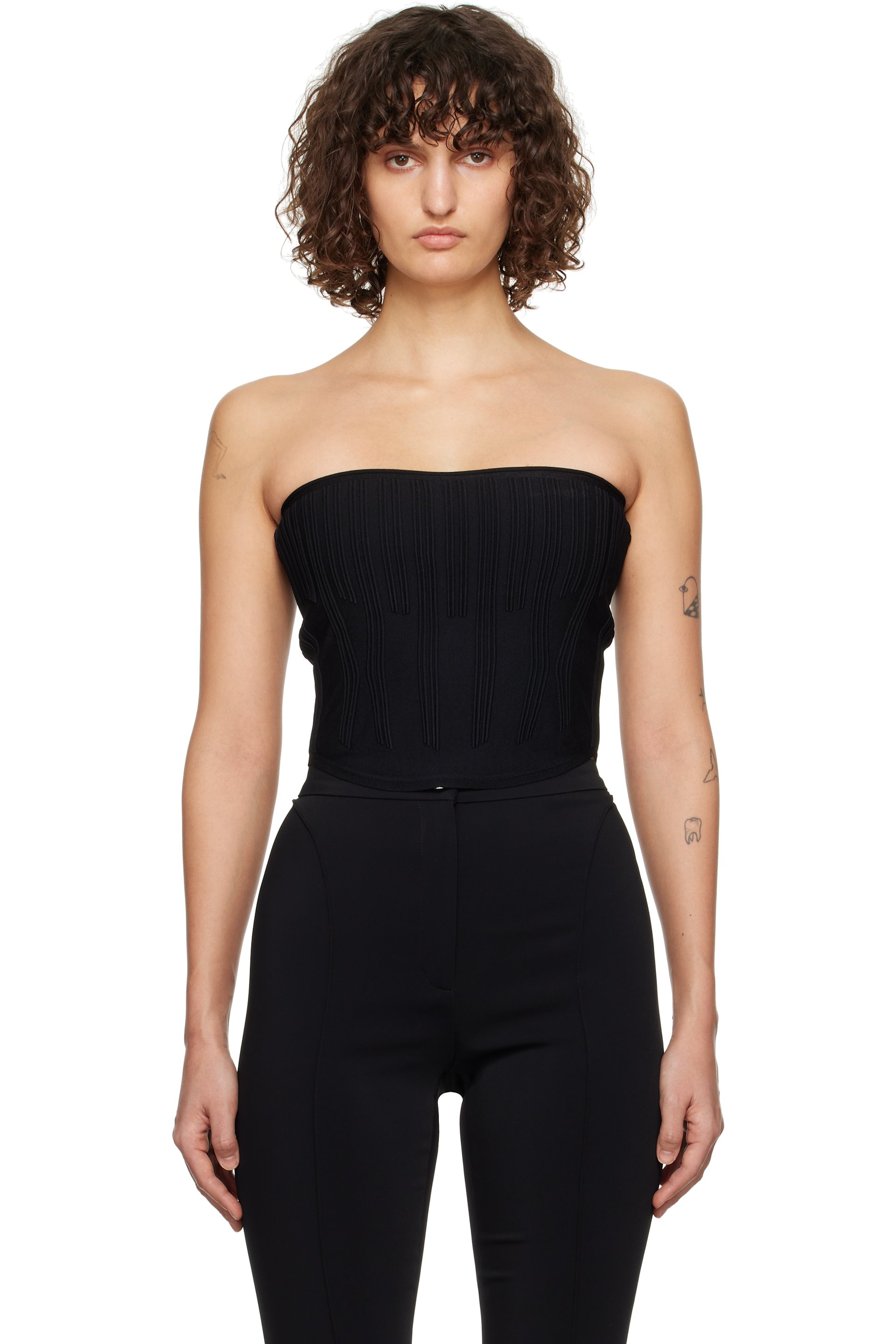 Mugler - Camisole de style bustier noire en tricot