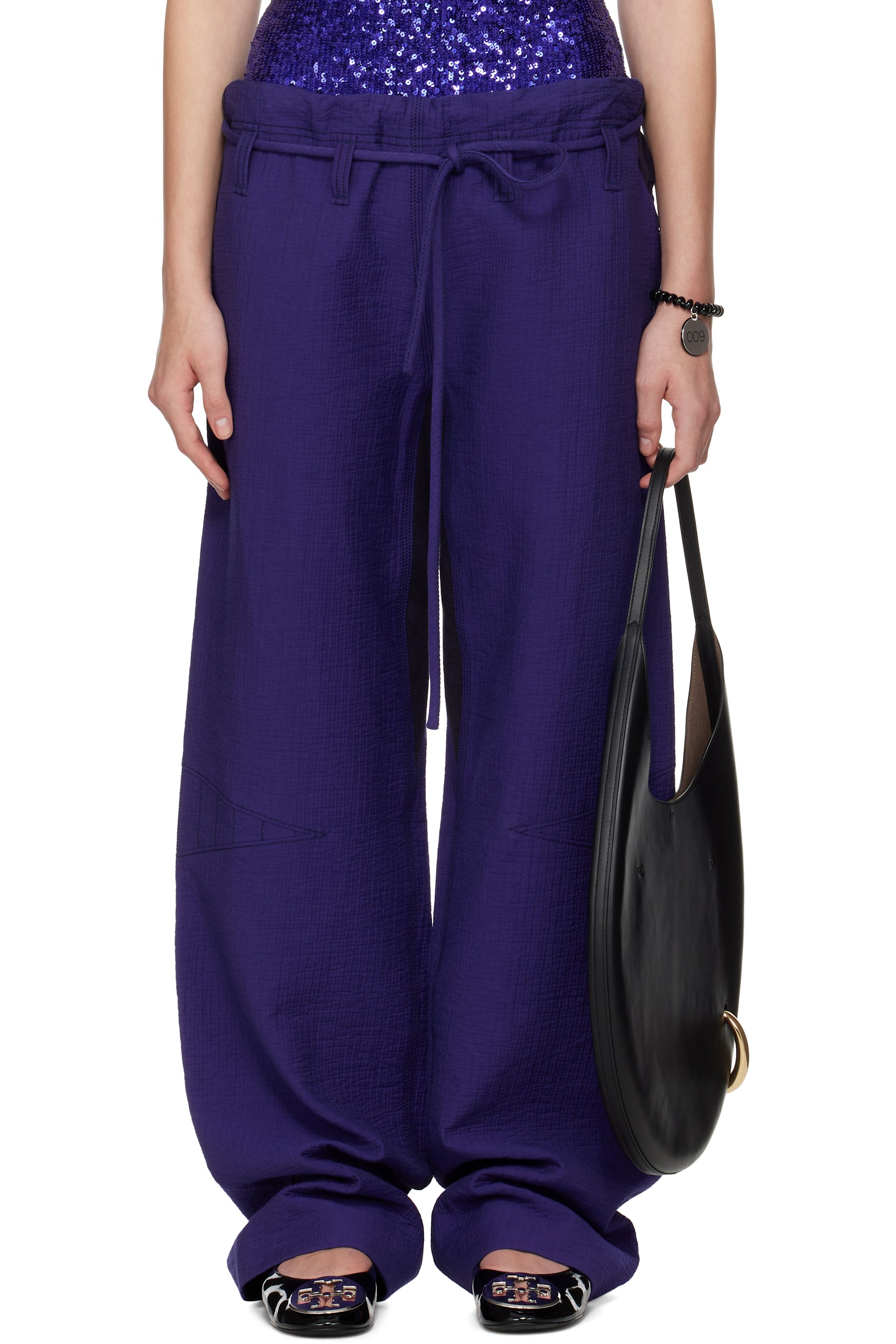 Tory Burch - Pantalon ample mauve en coton