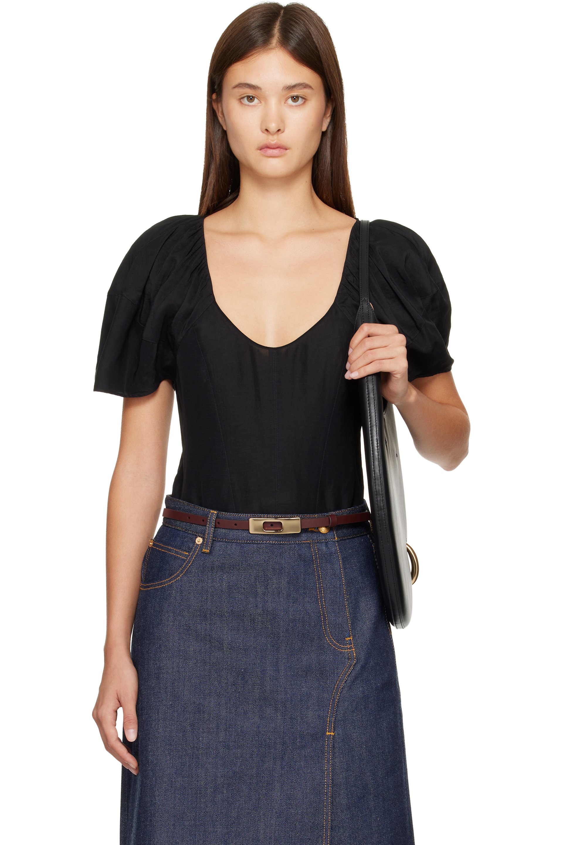 Tory Burch - Haut noir à encolure arrondie