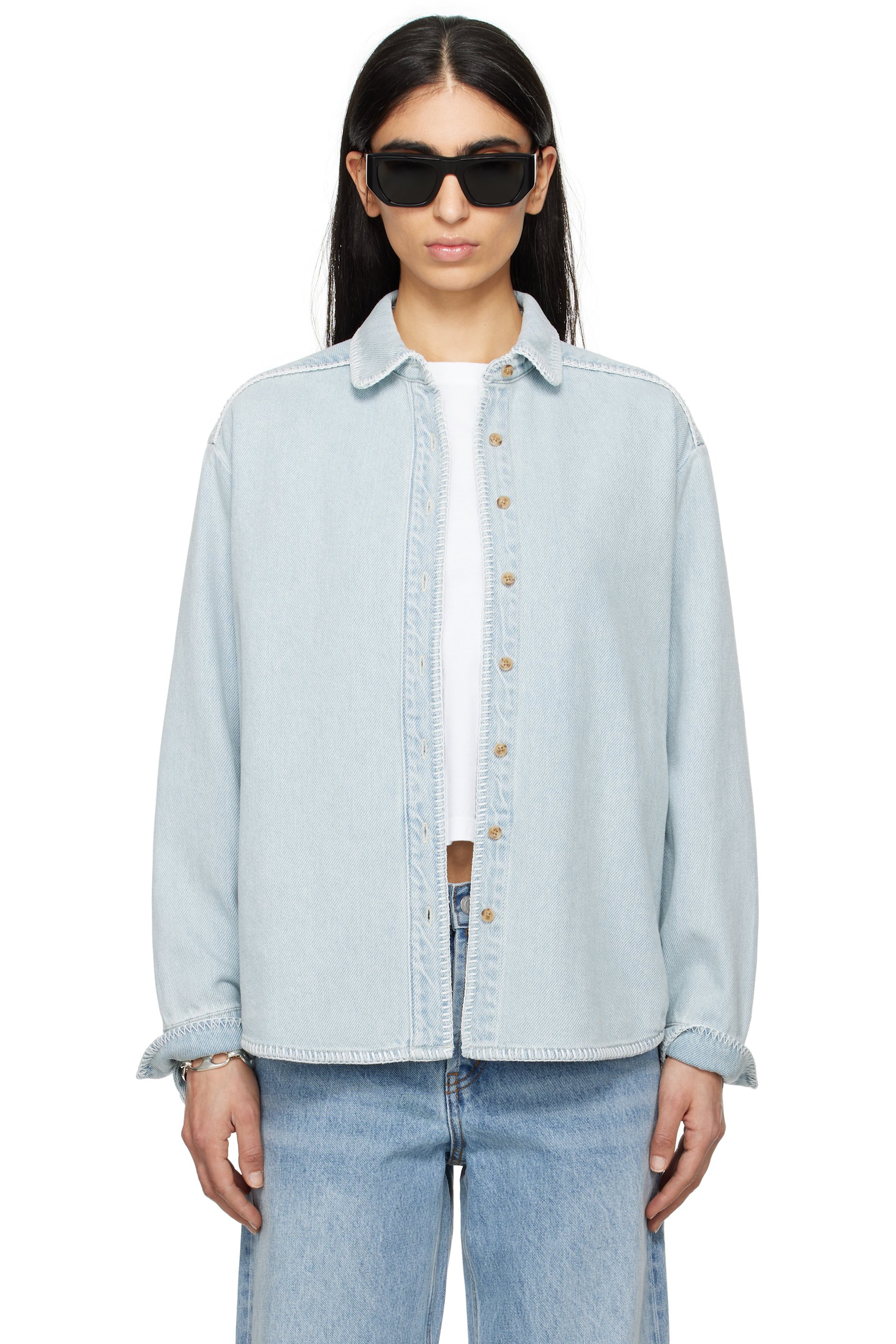 STILL HERE - Chemise western bleue en denim