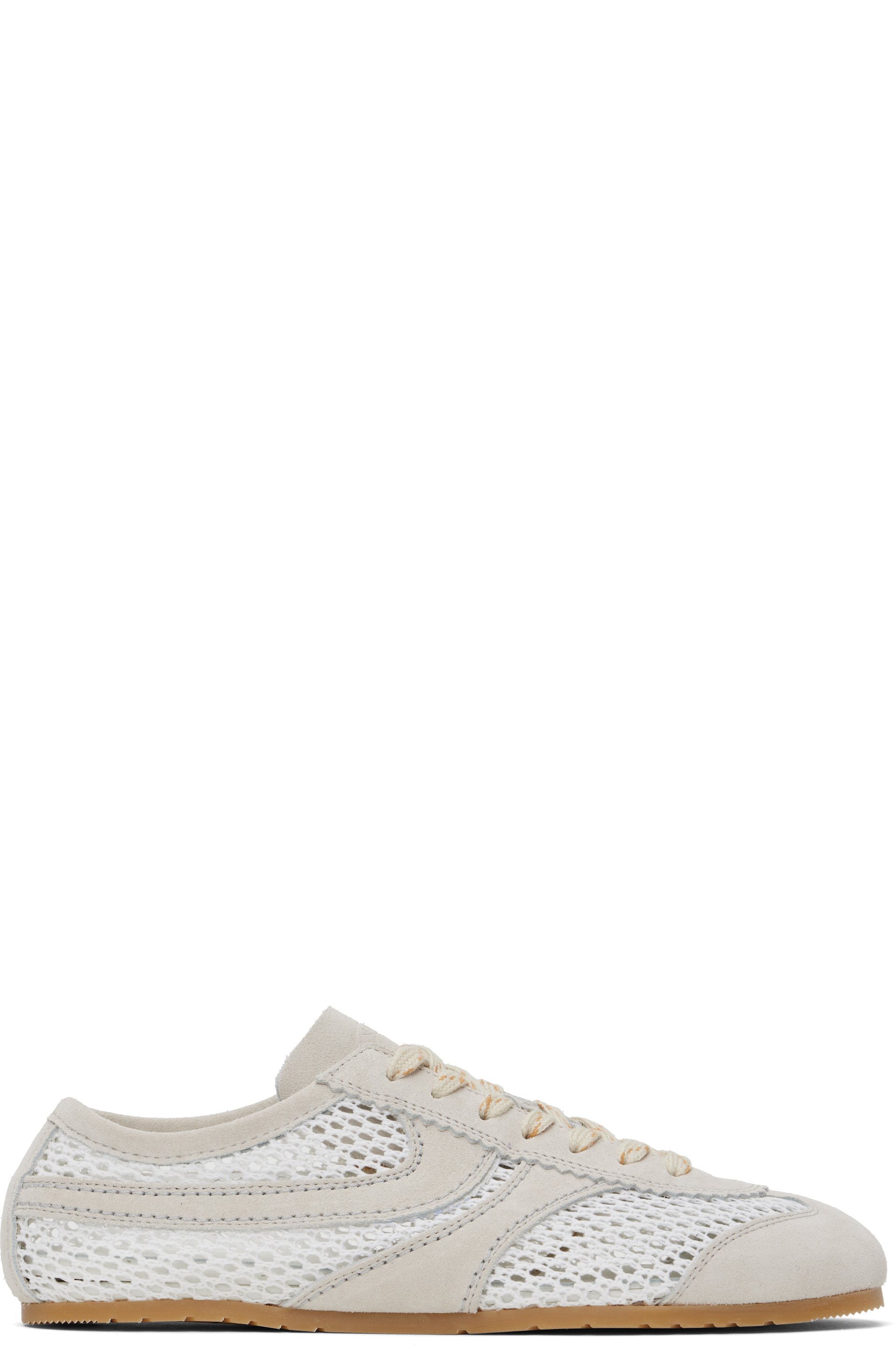 Dries Van Noten - Baskets blanc et beige en suède