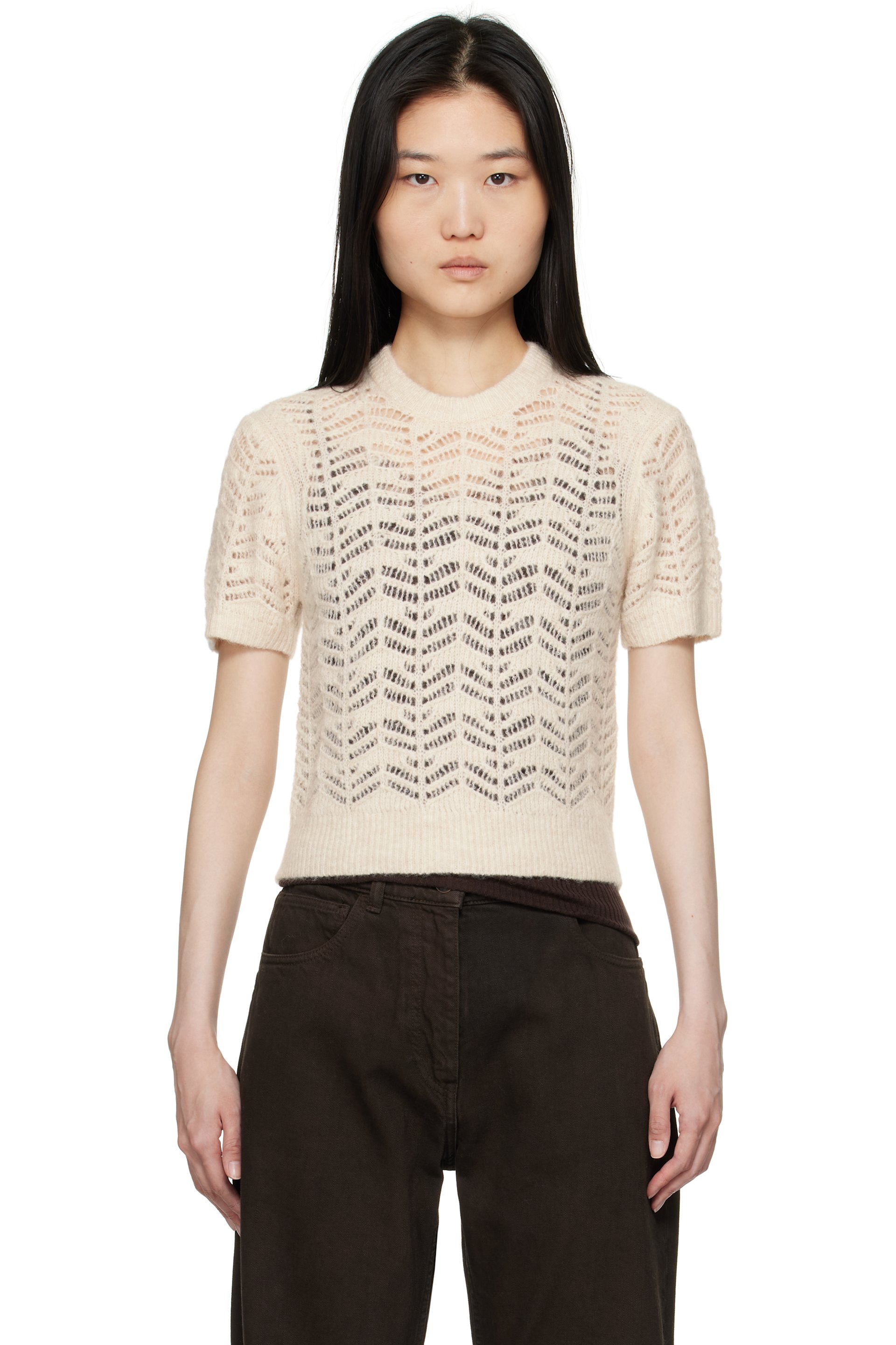 The Garment - Micro t-shirt blanc cassé en pointelle - Verbier