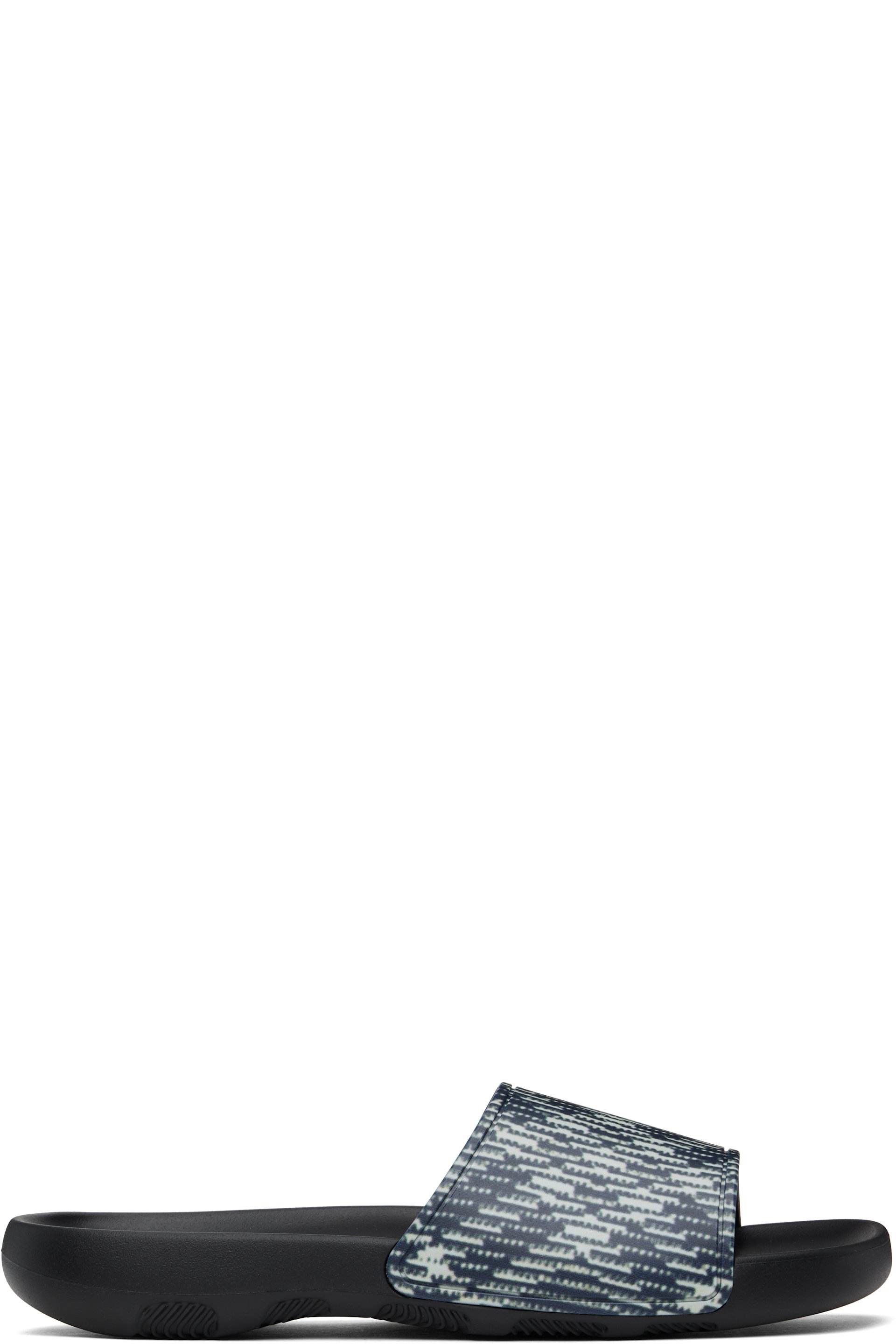 Burberry - Black & Off-White Check Dive Slides