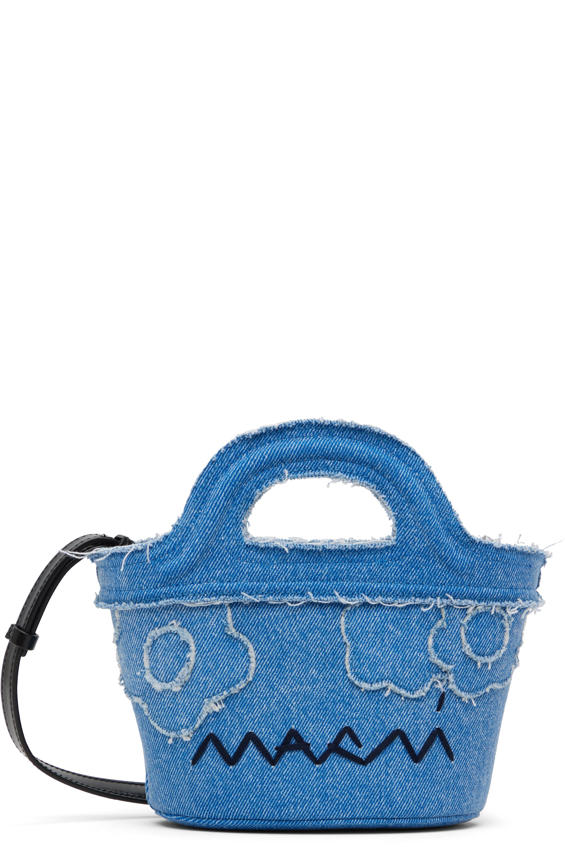 Marni - Micro cabas Tropicalia bleu en denim