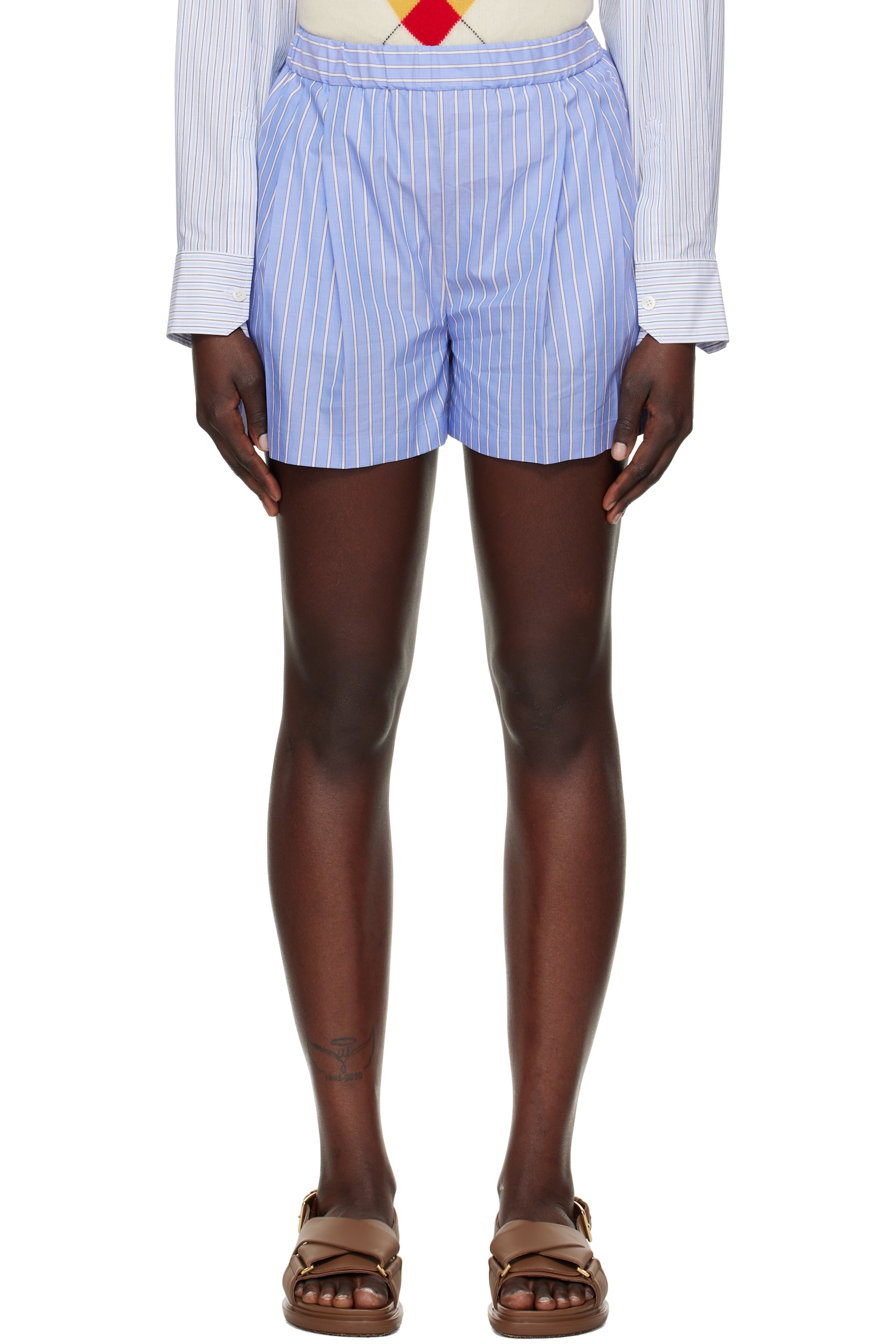Marni - Short bleu à rayures