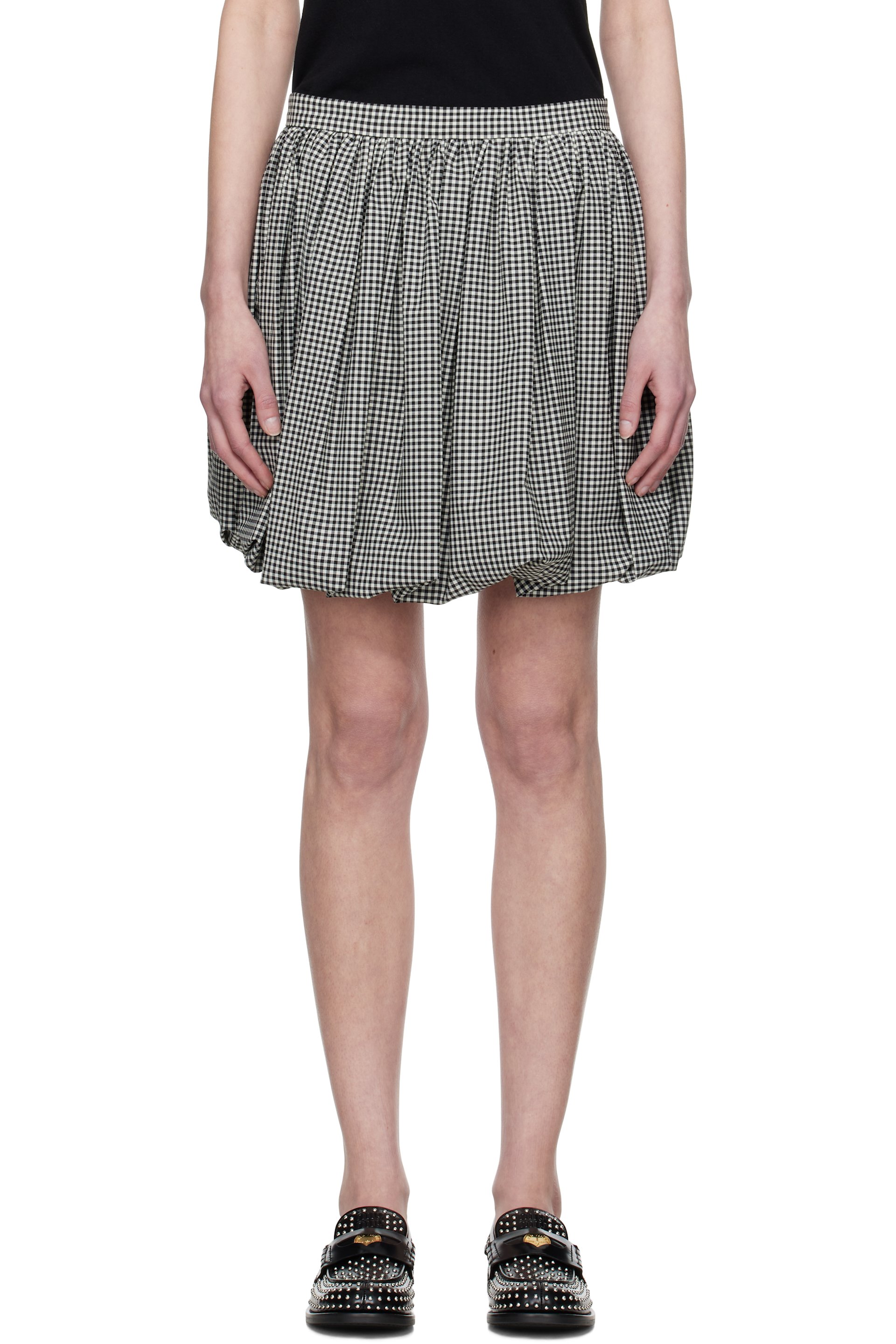 Marni - Minijupe noir et blanc à ourlet bouffant